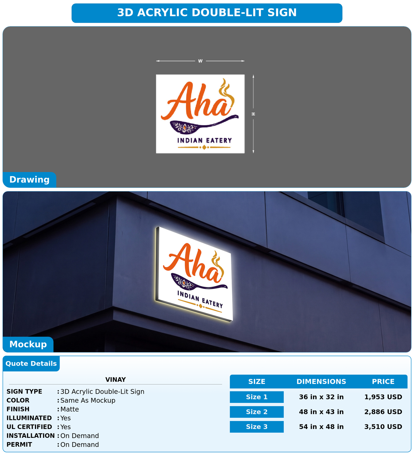 CUSTOM MOCKUP SIGN FOR Vinay