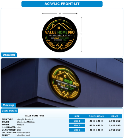CUSTOM MOCKUP SIGN FOR Value Home Pros