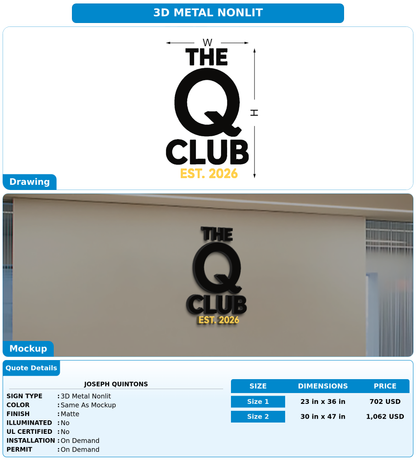 CUSTOM MOCKUP SIGN FOR Joseph Quintons