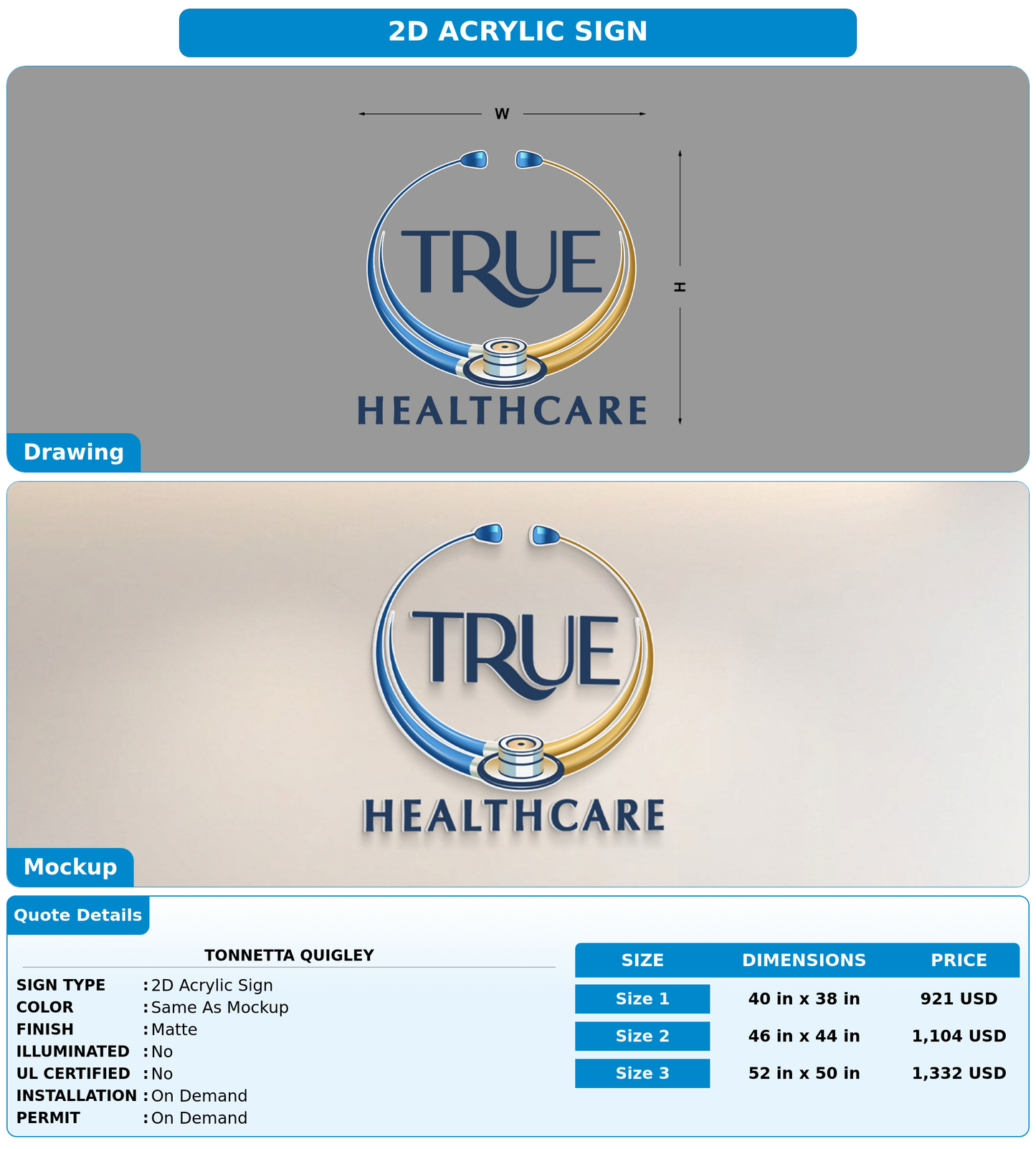 CUSTOM MOCKUP SIGN FOR Tonnetta Quigley