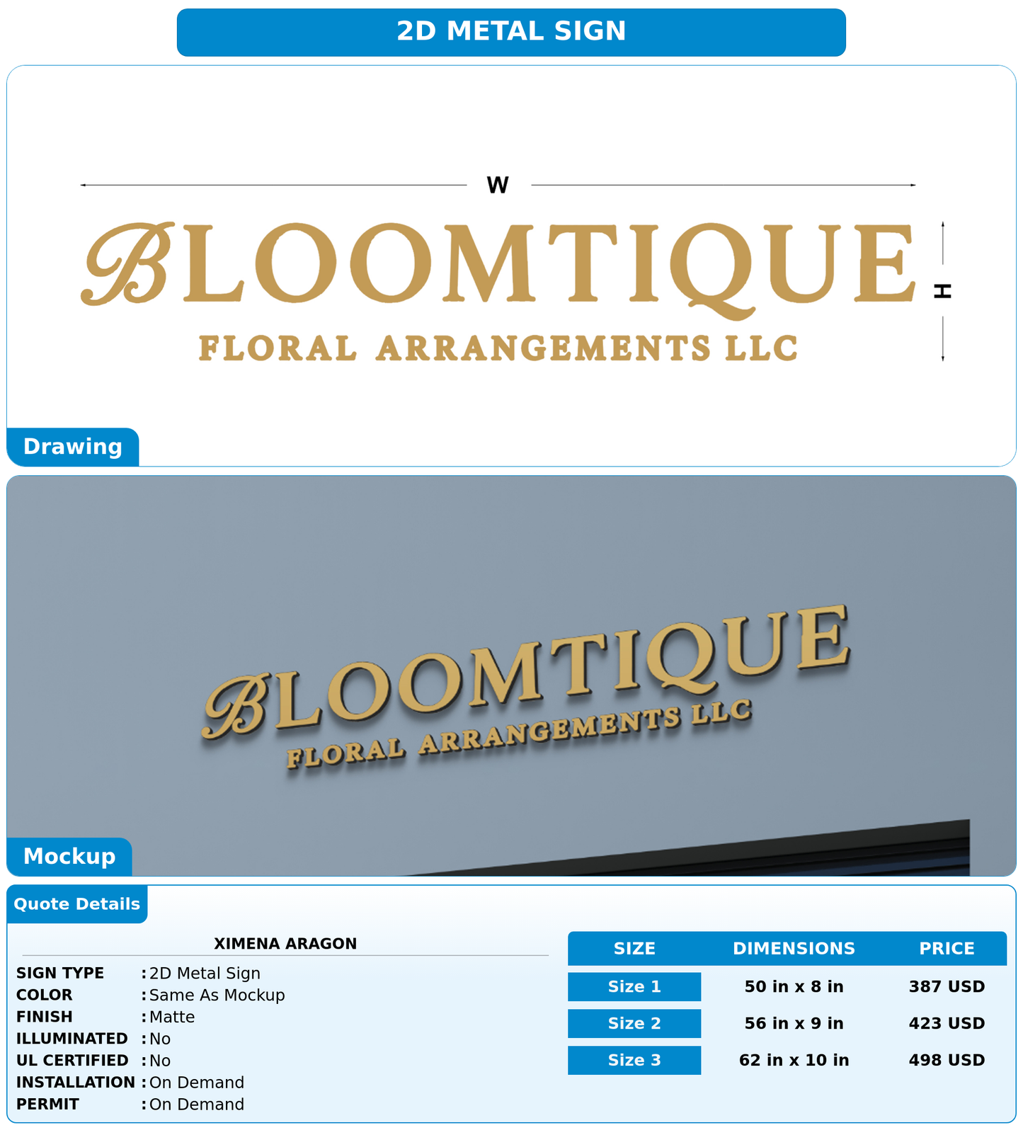 CUSTOM MOCKUP SIGN FOR Ximena Aragon