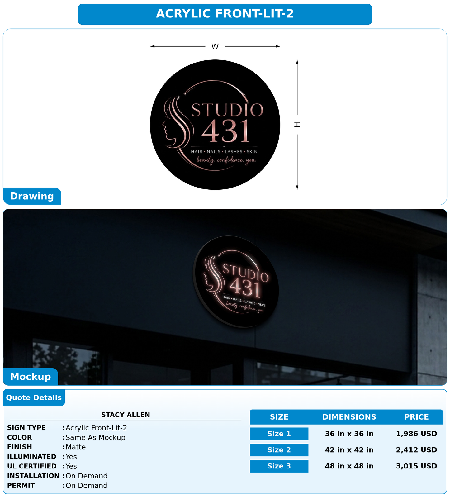 CUSTOM MOCKUP SIGN FOR Stacy Allen