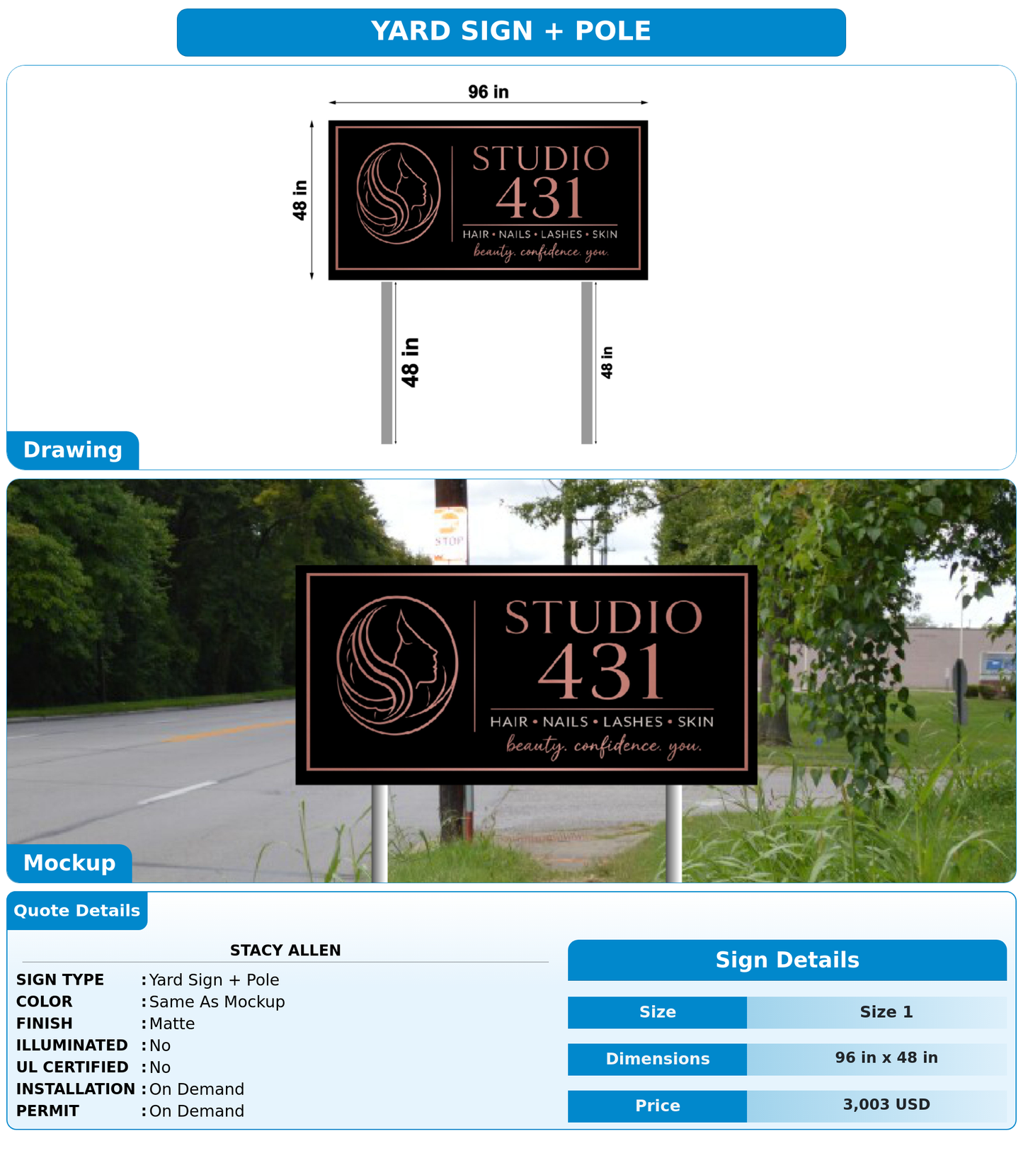 CUSTOM MOCKUP SIGN FOR Stacy Allen