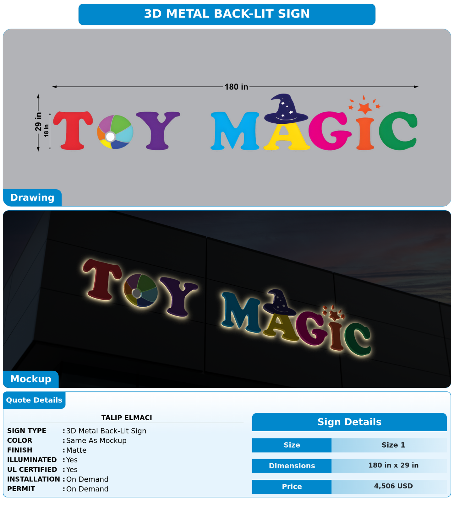 CUSTOM MOCKUP SIGN FOR Talip Elmaci