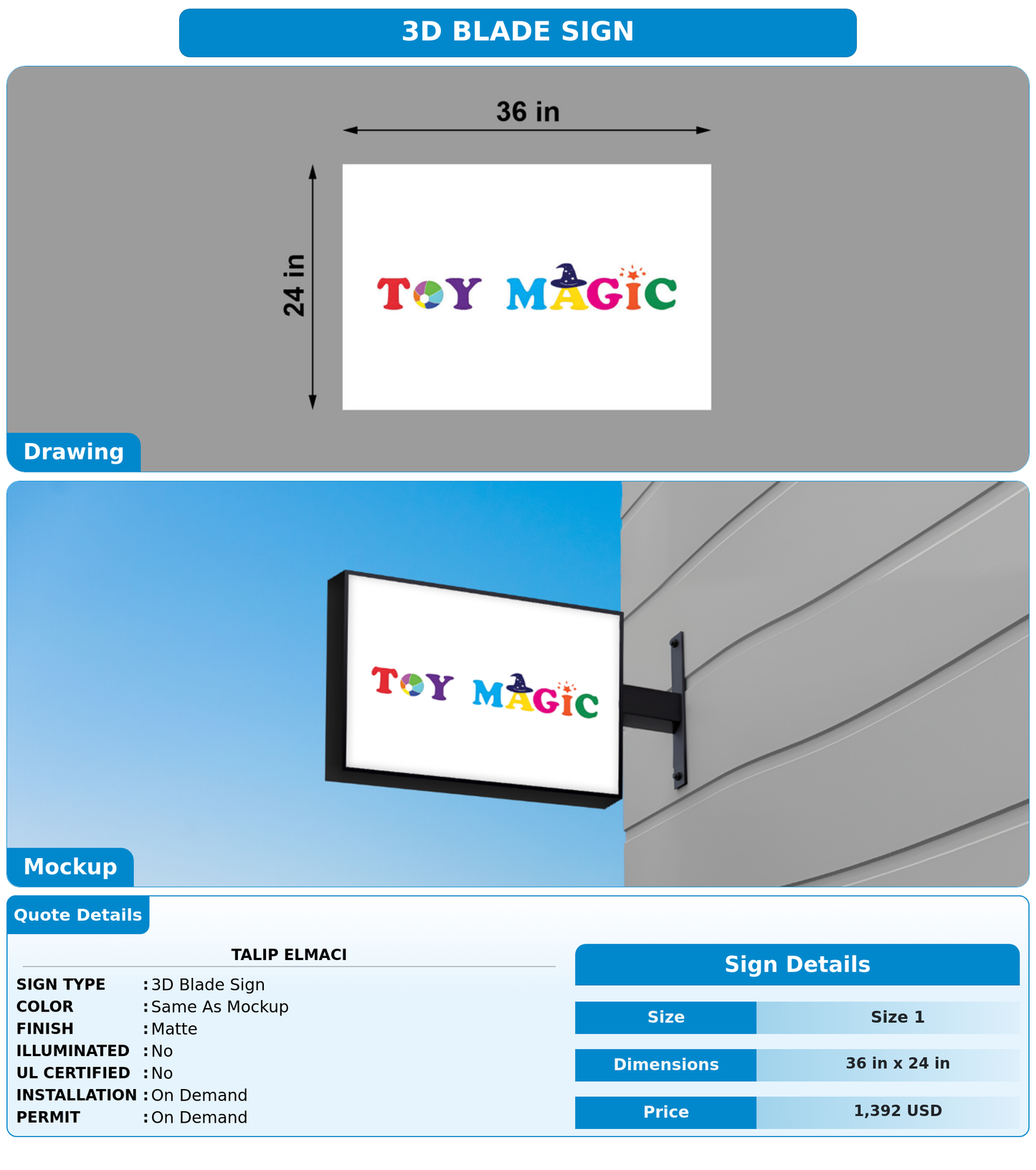 CUSTOM MOCKUP SIGN FOR Talip Elmaci