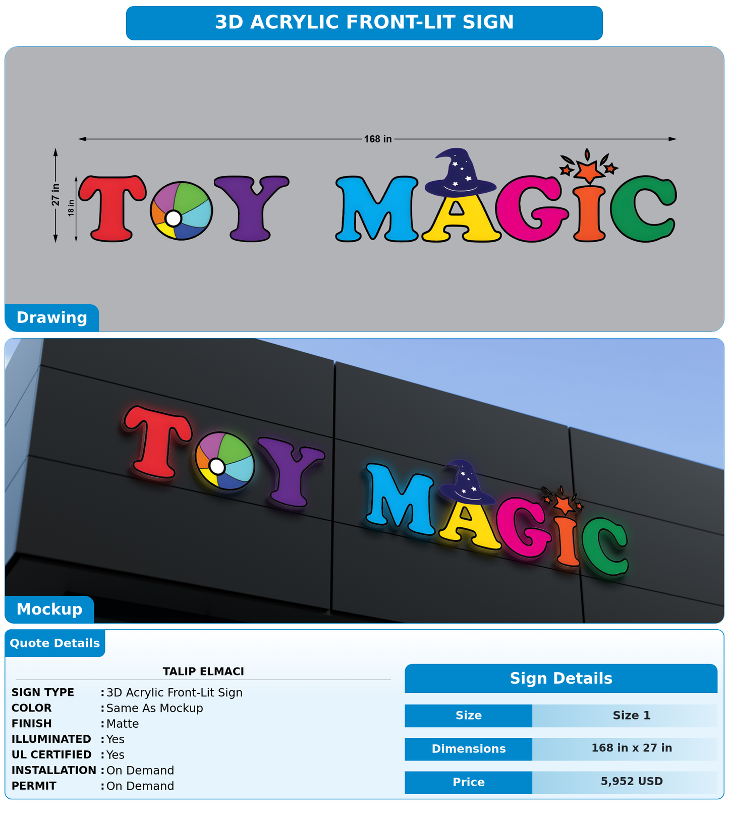 CUSTOM MOCKUP SIGN FOR Talip Elmaci