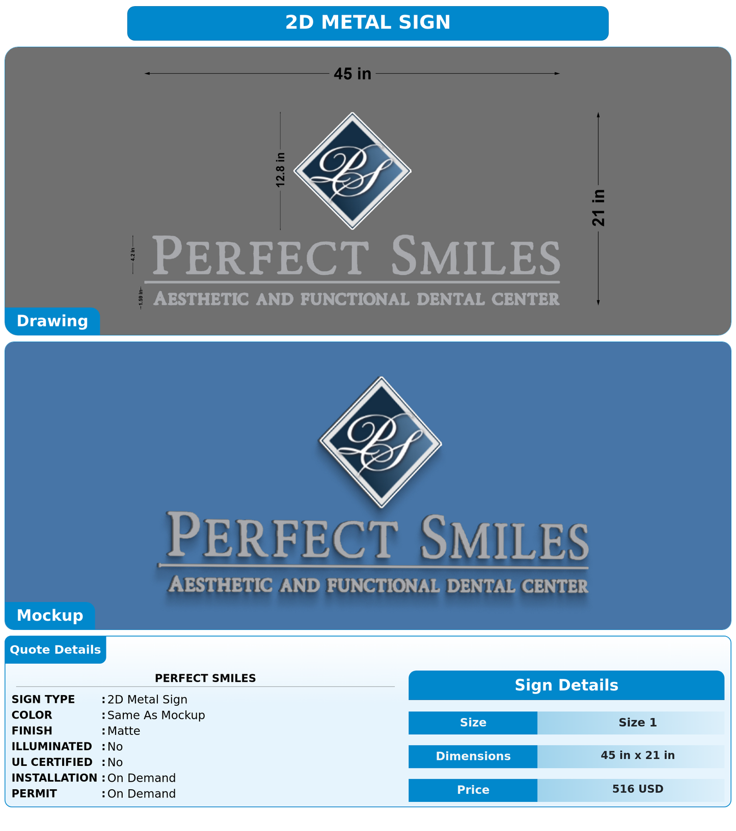 CUSTOM MOCKUP SIGN FOR Perfect Smiles
