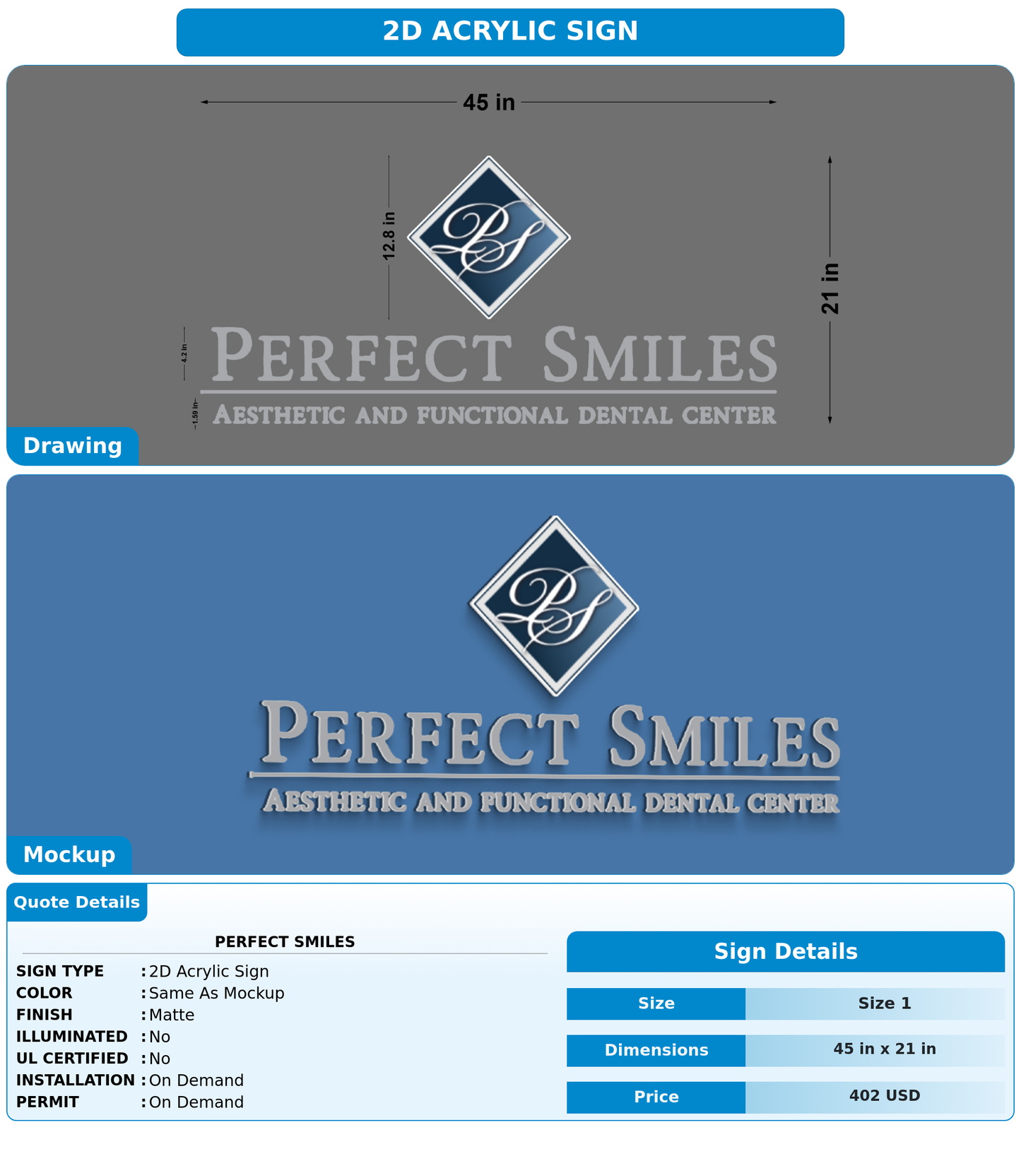 CUSTOM MOCKUP SIGN FOR Perfect Smiles