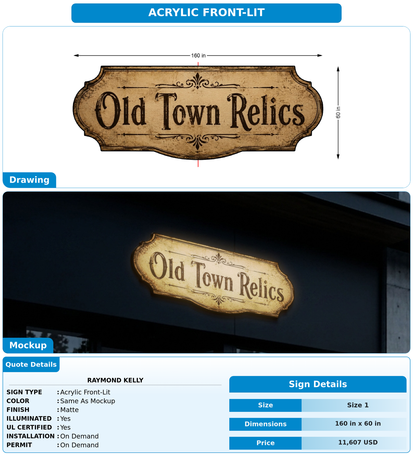 CUSTOM MOCKUP SIGN FOR Raymond Kelly