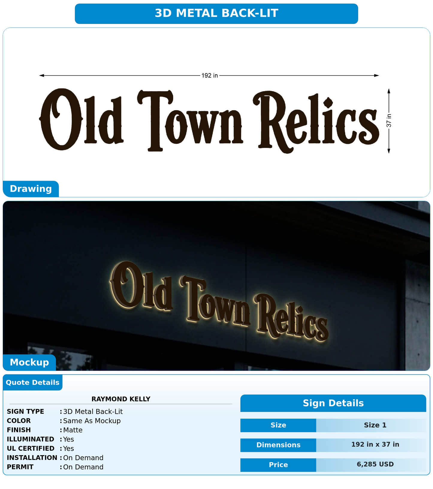 CUSTOM MOCKUP SIGN FOR Raymond Kelly