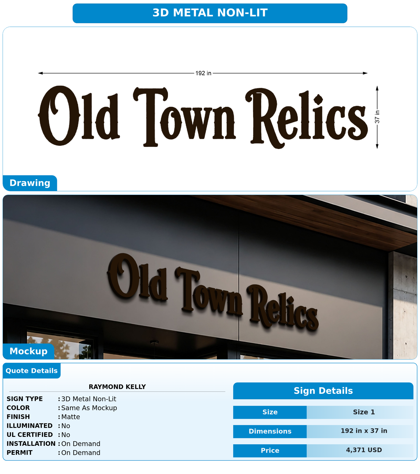 CUSTOM MOCKUP SIGN FOR Raymond Kelly