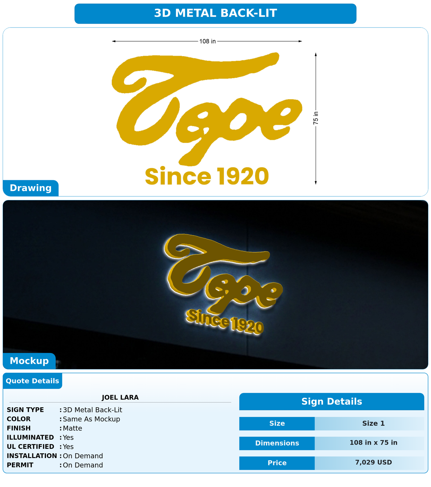 CUSTOM MOCKUP SIGN FOR Joel Lara