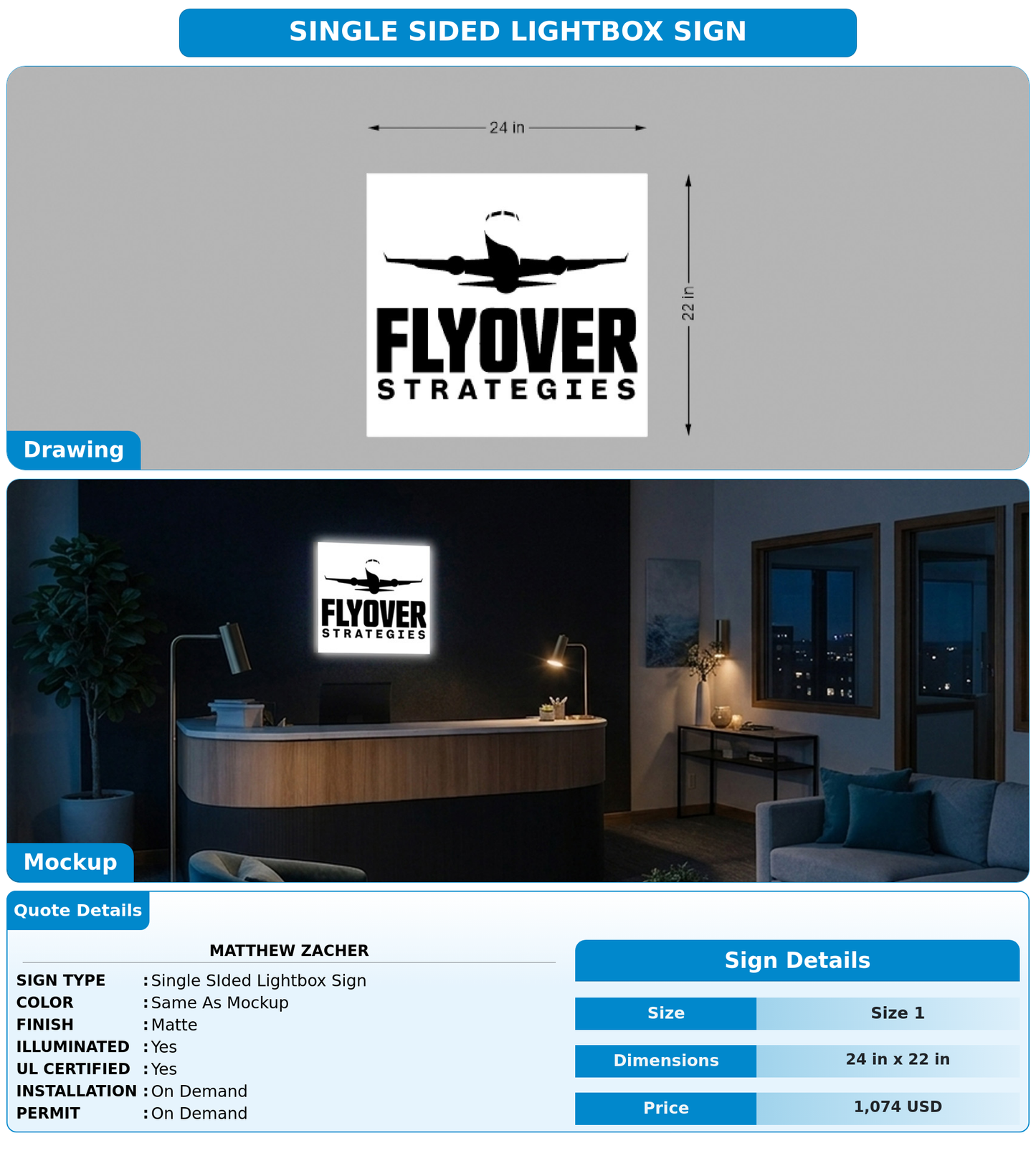 CUSTOM MOCKUP SIGN FOR Matthew Zacher