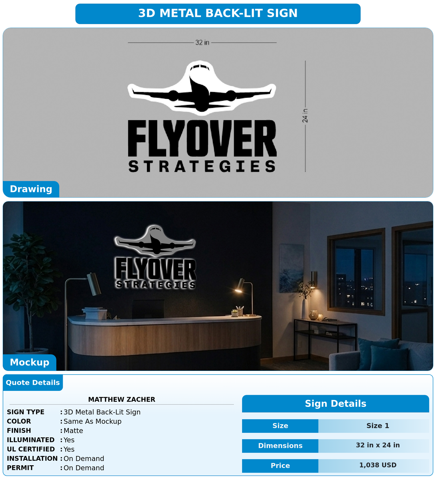 CUSTOM MOCKUP SIGN FOR Matthew Zacher