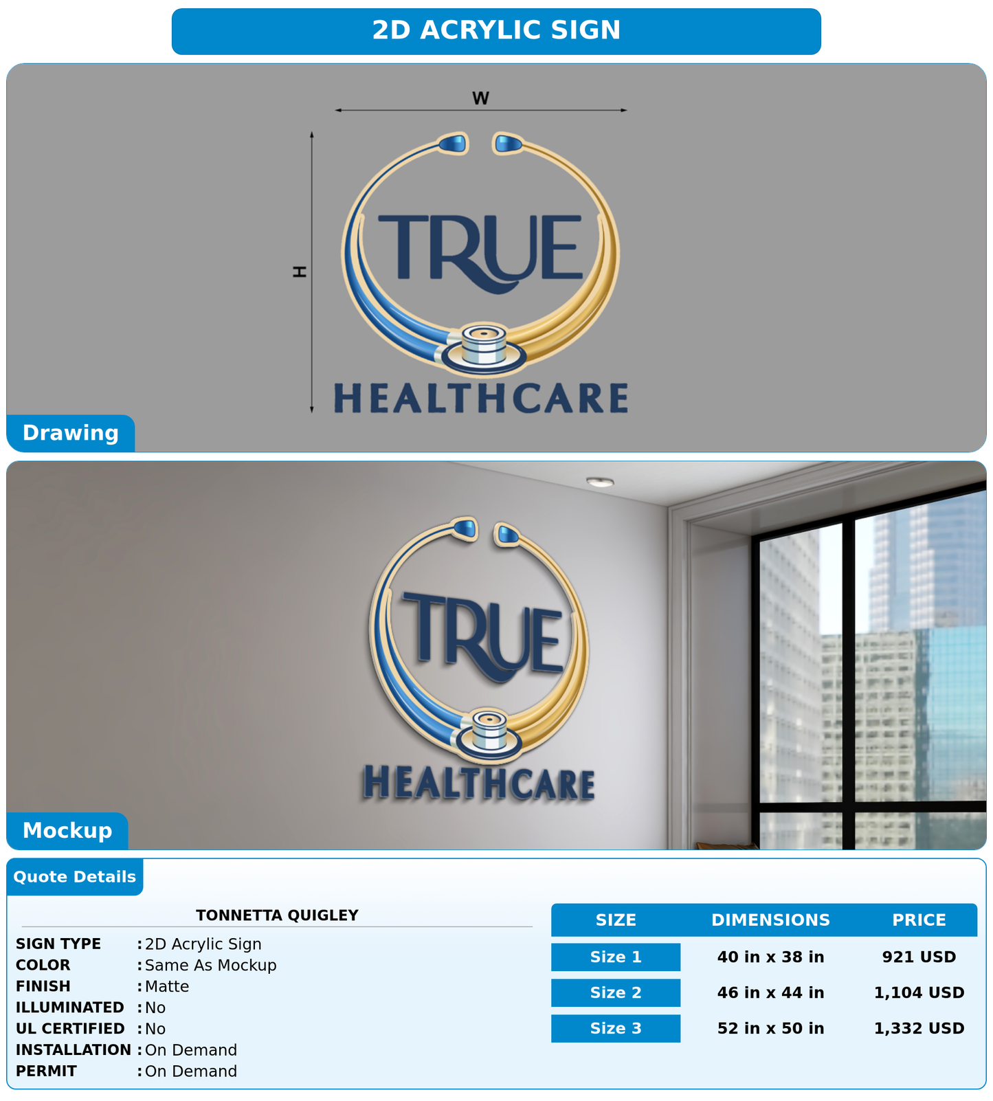 CUSTOM MOCKUP SIGN FOR Tonnetta Quigley