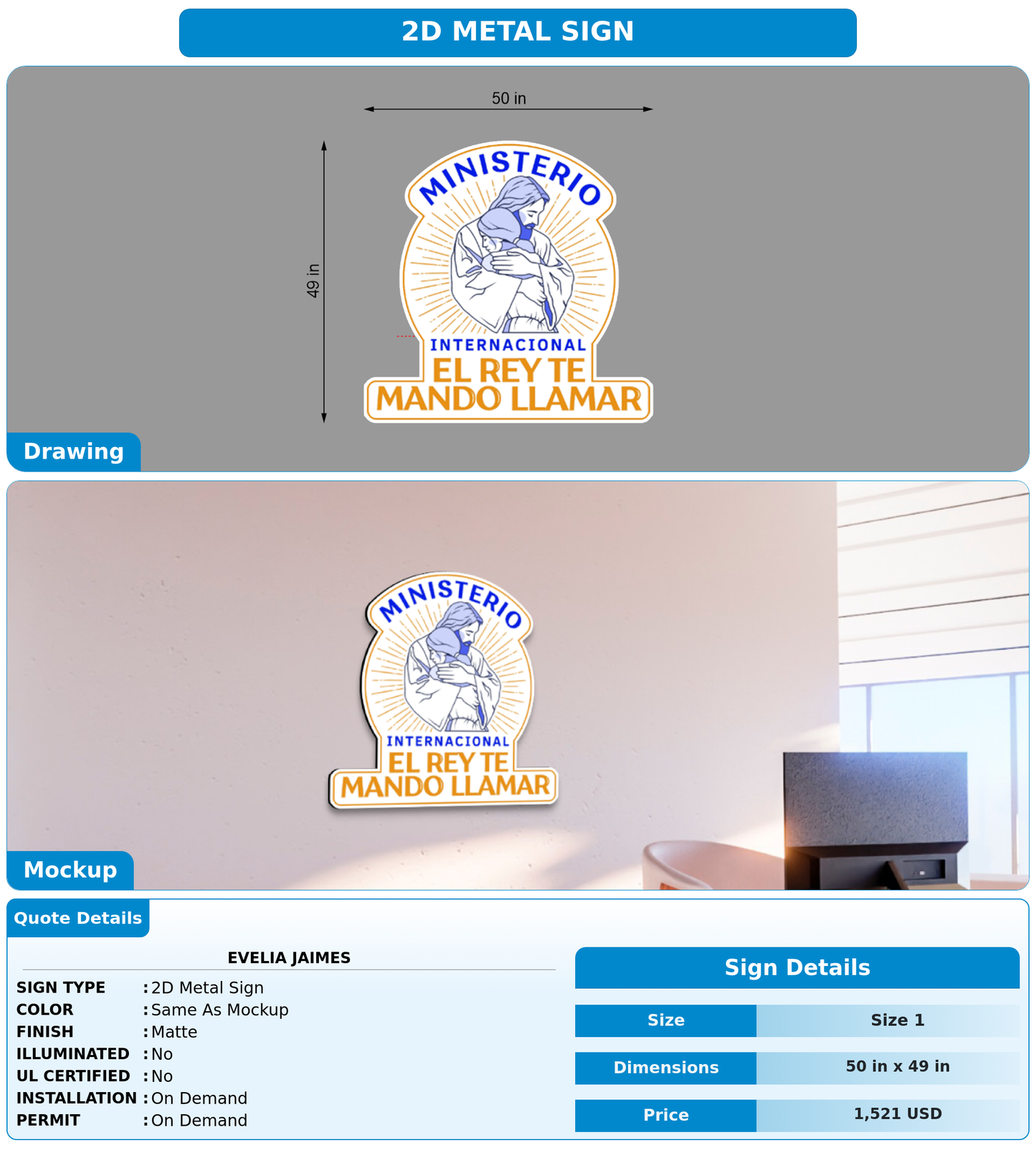 CUSTOM MOCKUP SIGN FOR Evelia jaimes