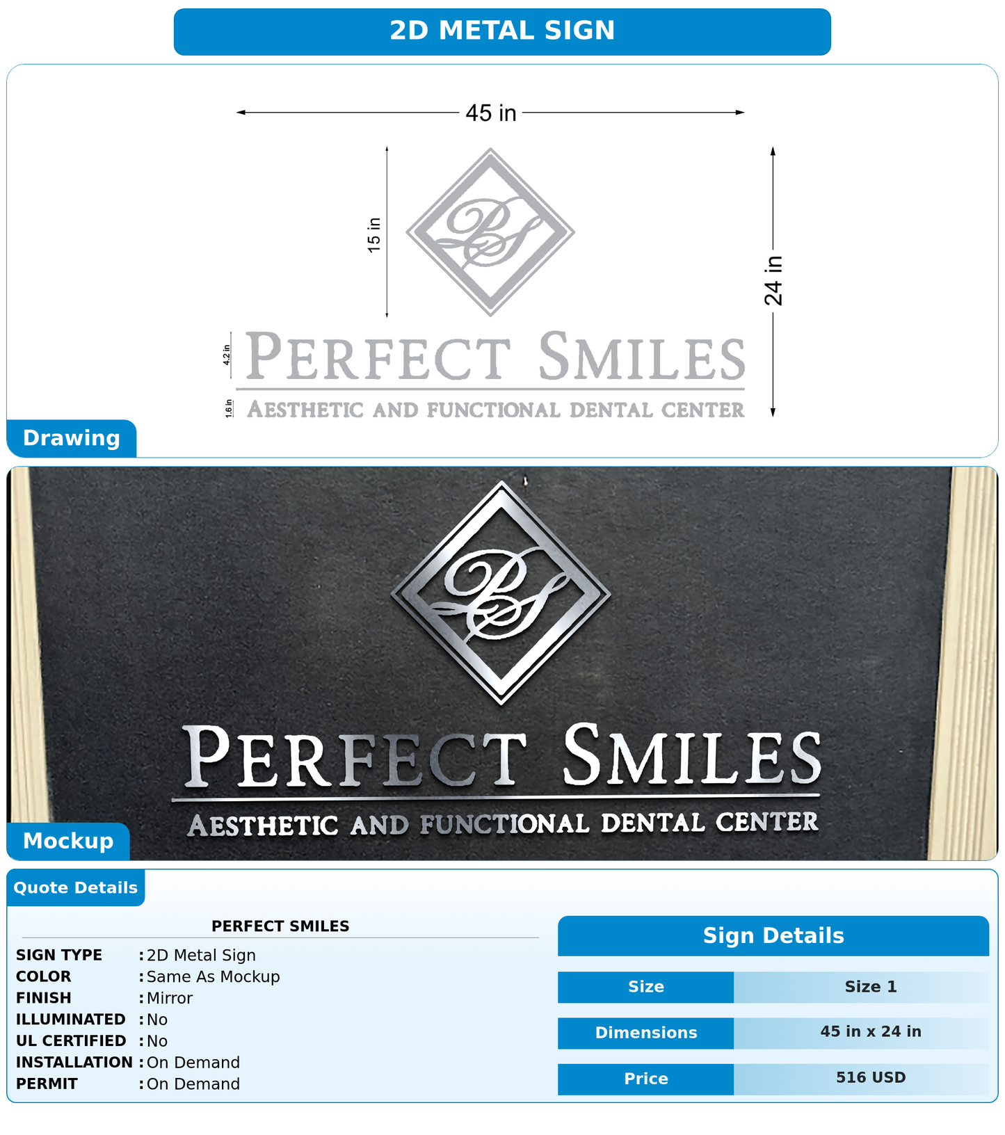 CUSTOM MOCKUP SIGN FOR Perfect Smiles