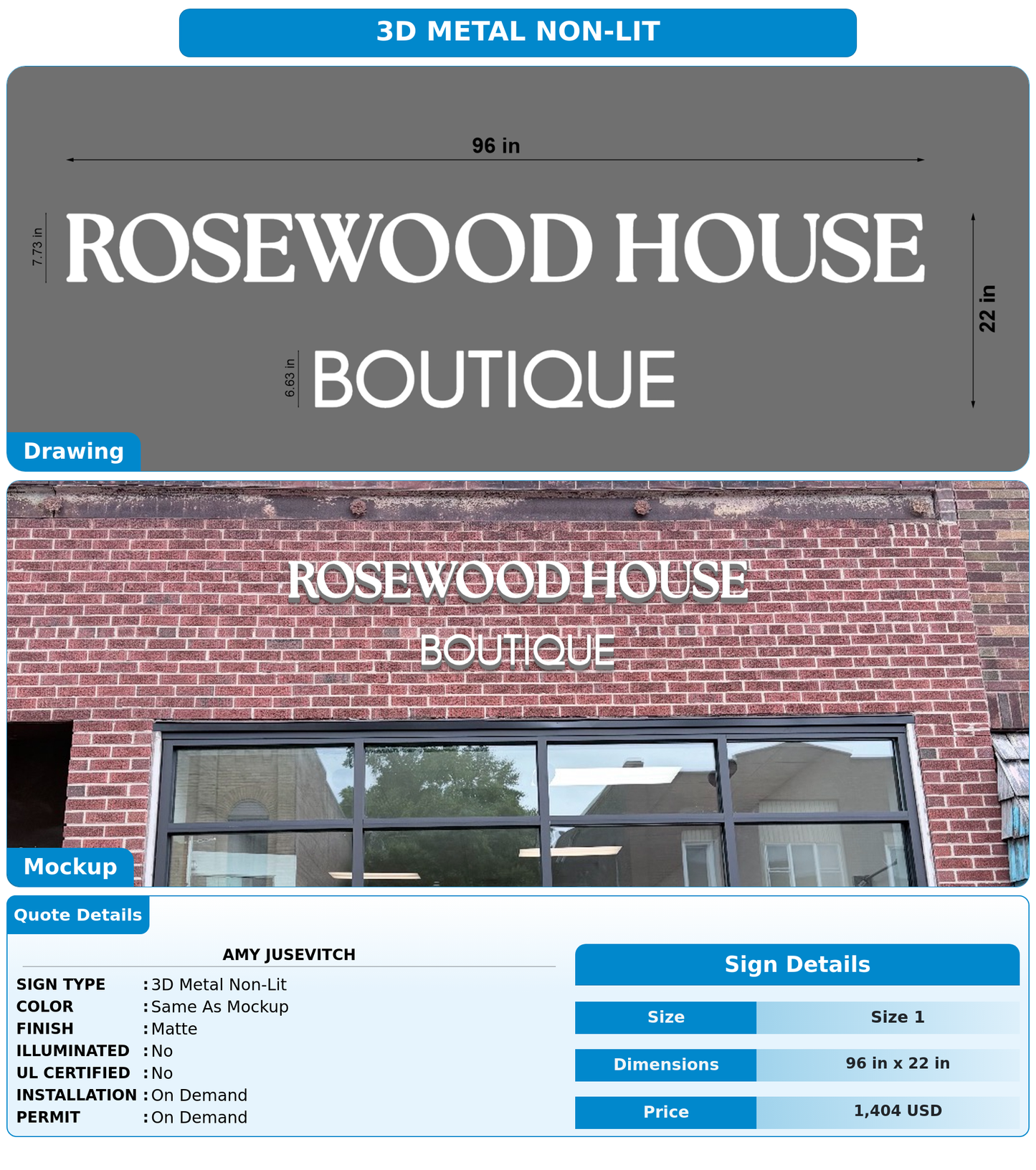 CUSTOM MOCKUP SIGN FOR Amy Jusevitch