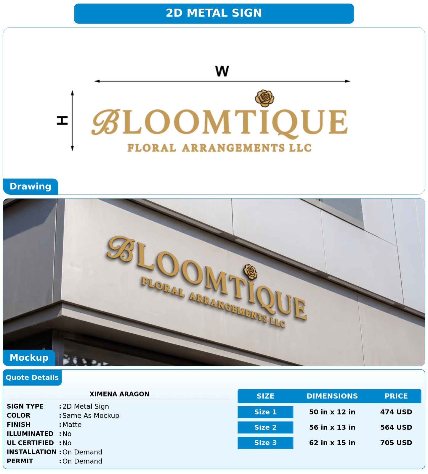 CUSTOM MOCKUP SIGN FOR Ximena Aragon