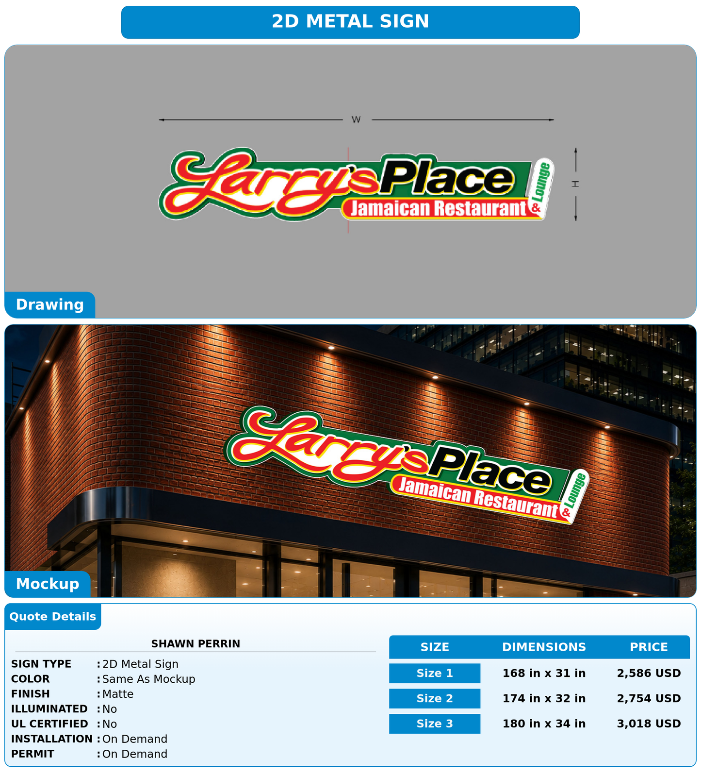 CUSTOM MOCKUP SIGN FOR SHAWN PERRIN