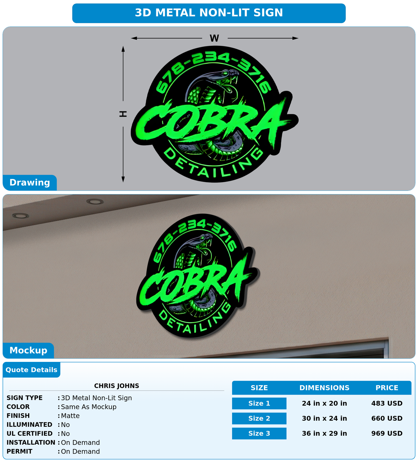 CUSTOM MOCKUP SIGN FOR Chris johns