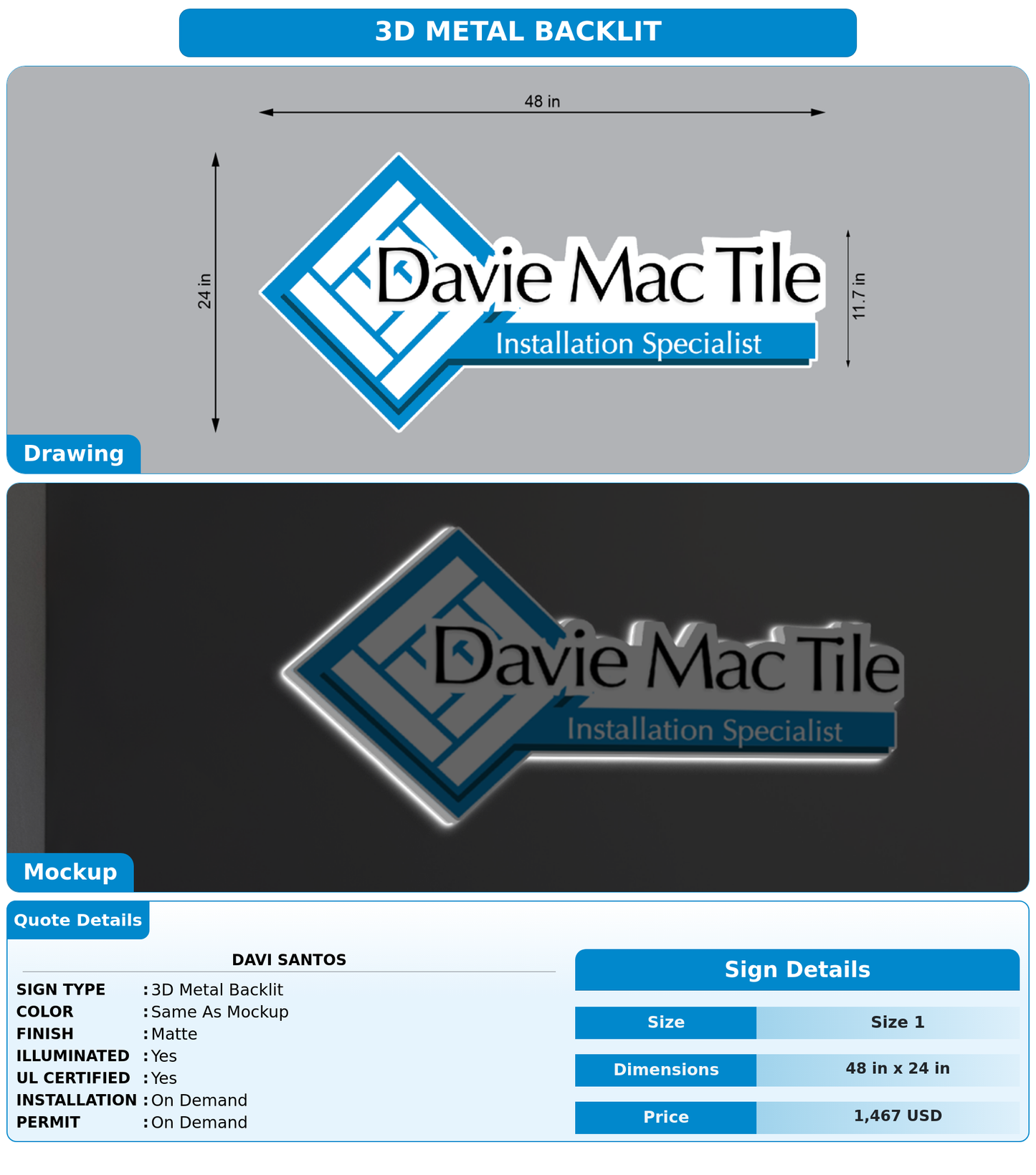 CUSTOM MOCKUP SIGN FOR Davi Santos