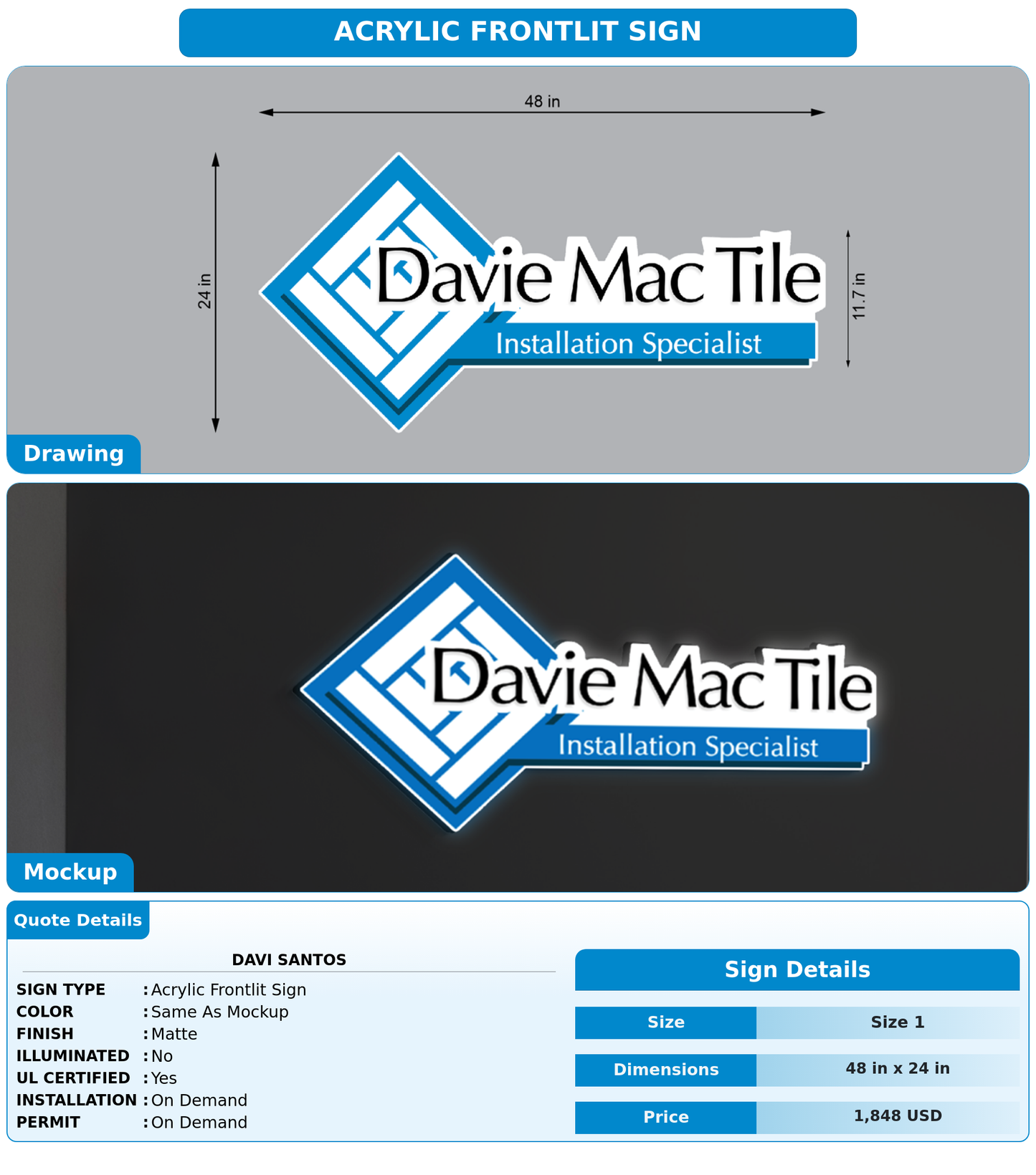 CUSTOM MOCKUP SIGN FOR Davi Santos