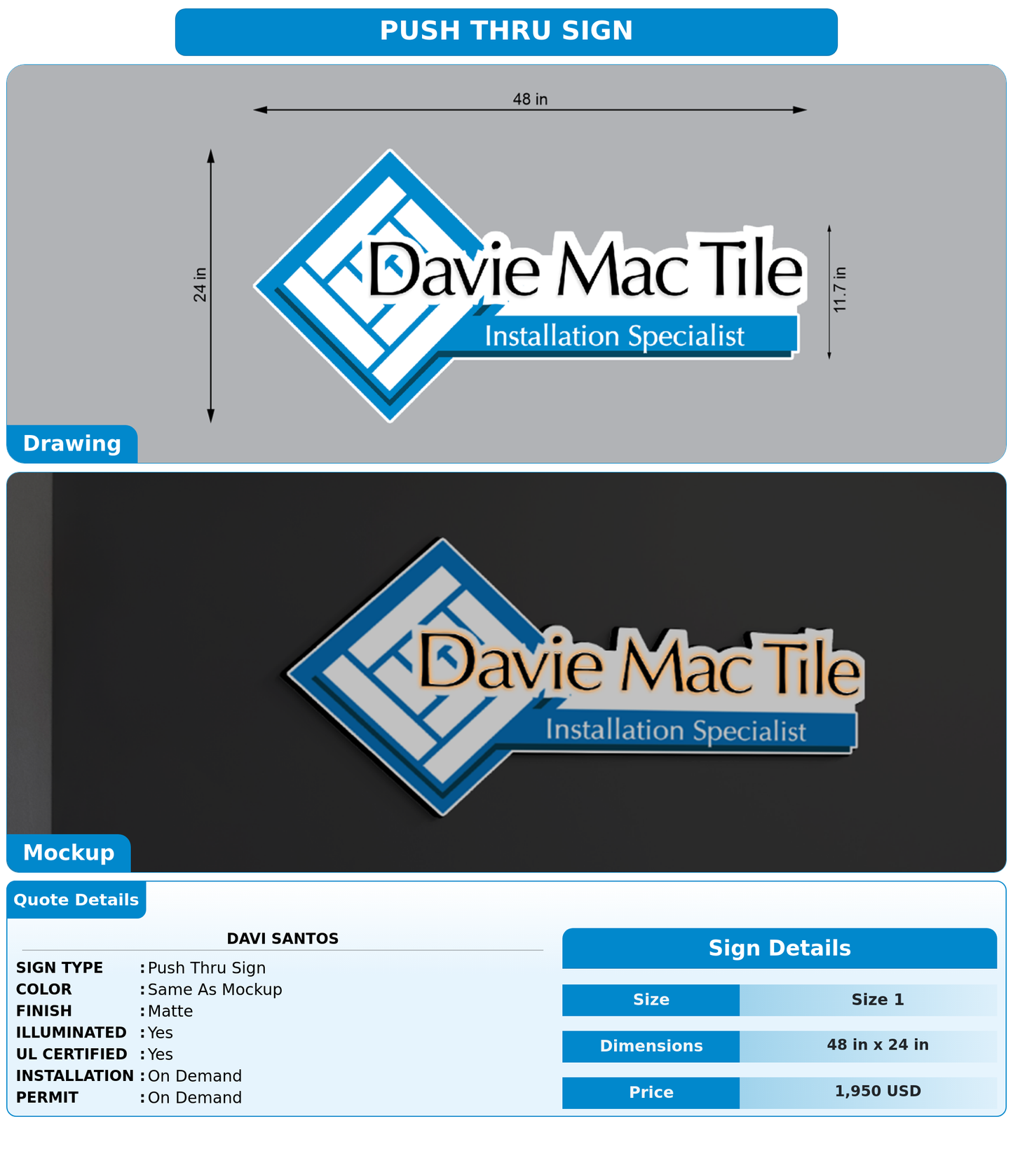 CUSTOM MOCKUP SIGN FOR Davi Santos