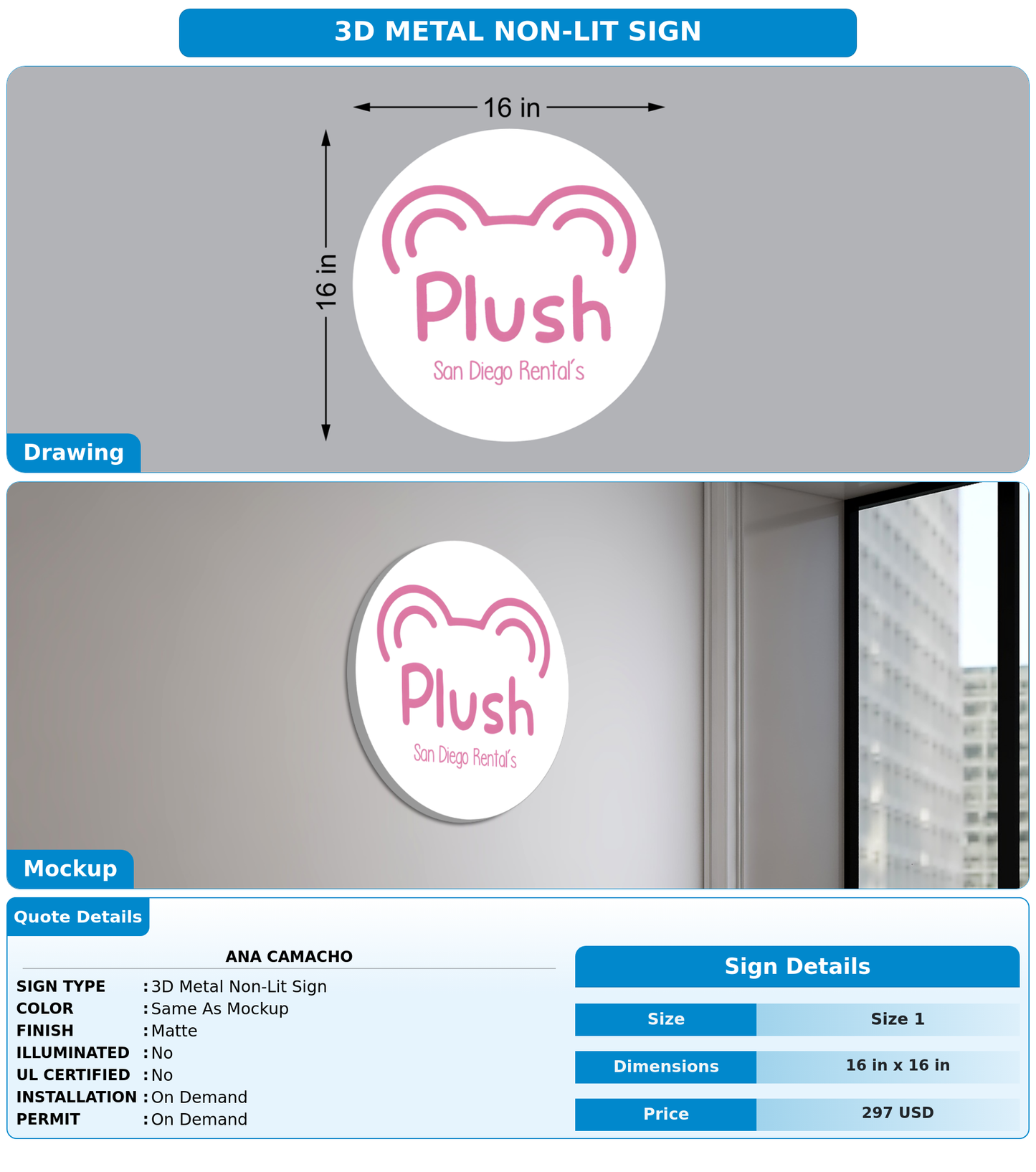 CUSTOM MOCKUP SIGN FOR Ana camacho