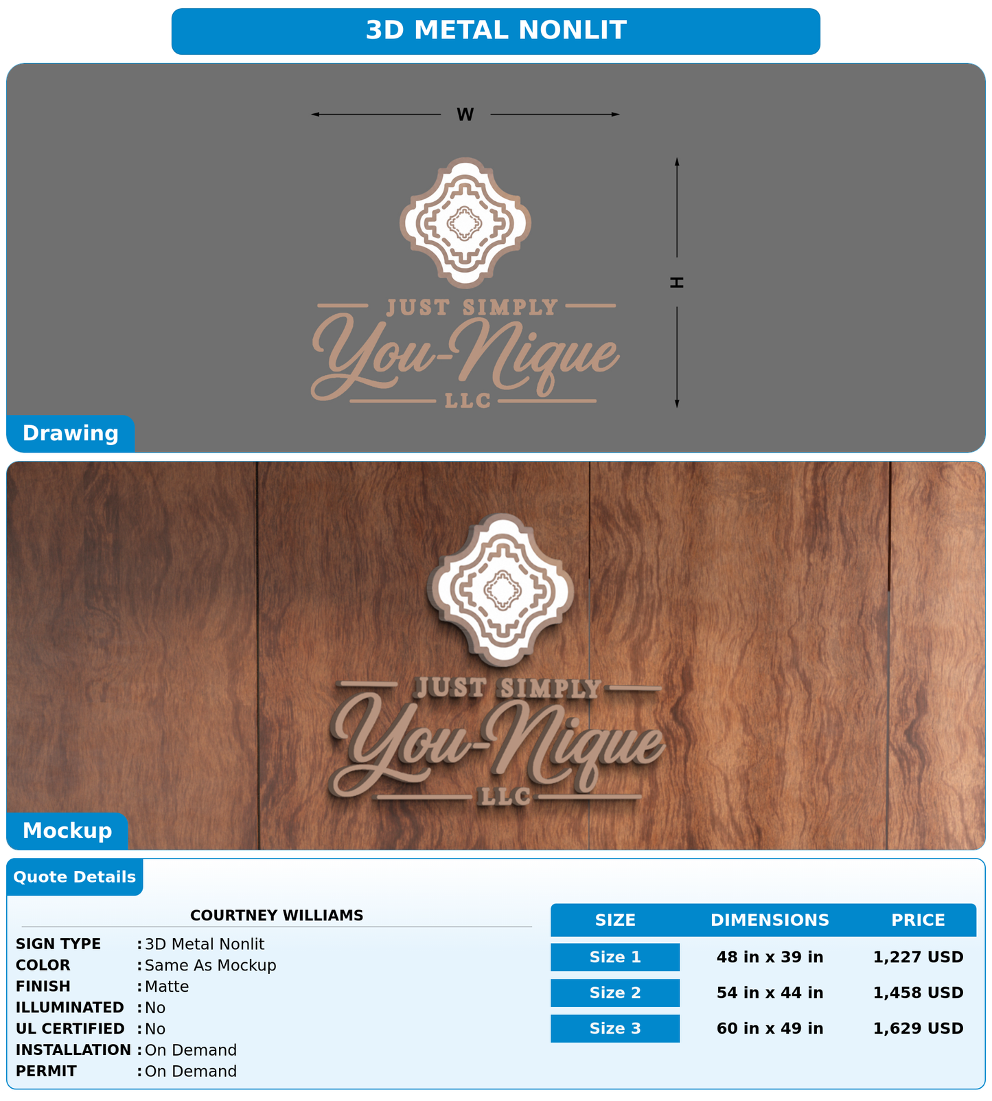 CUSTOM MOCKUP SIGN FOR Courtney Williams
