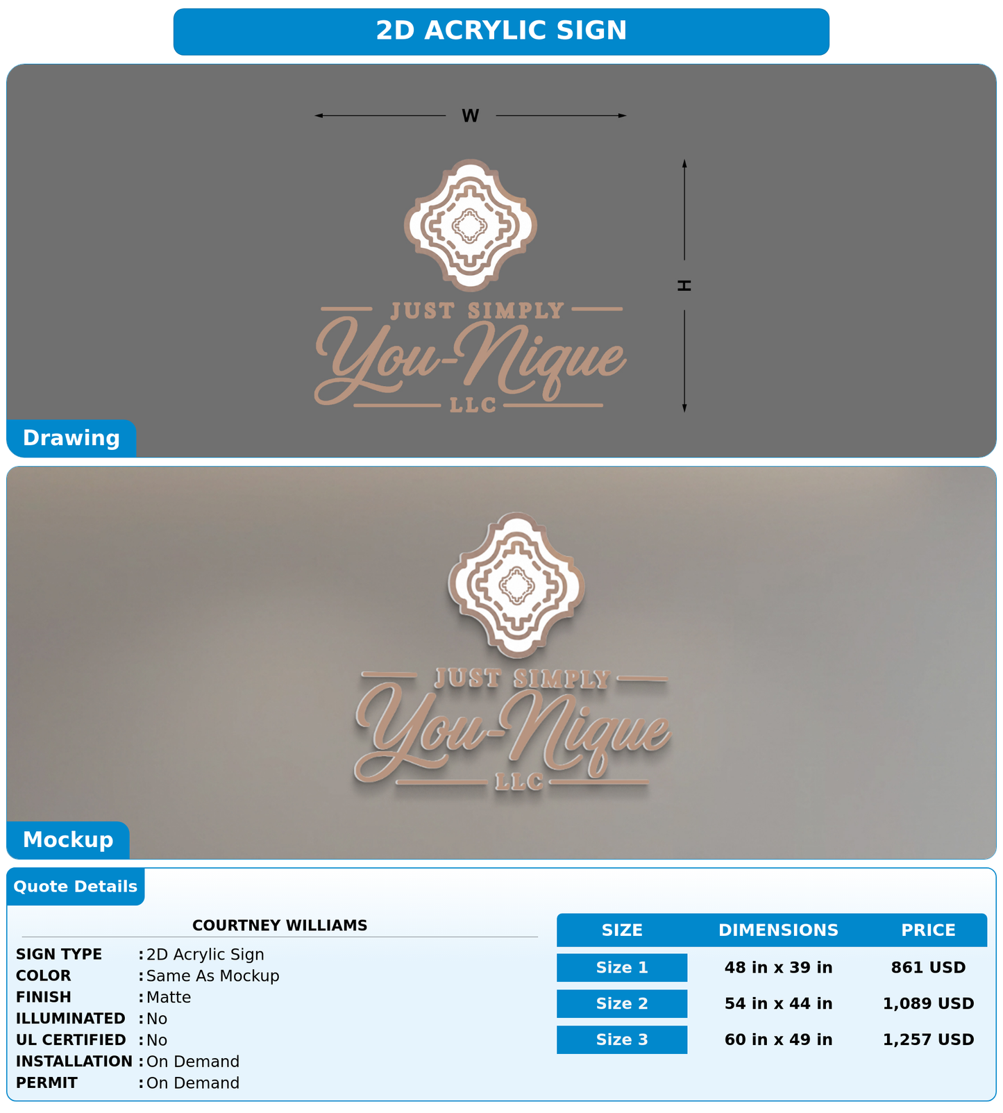 CUSTOM MOCKUP SIGN FOR Courtney Williams