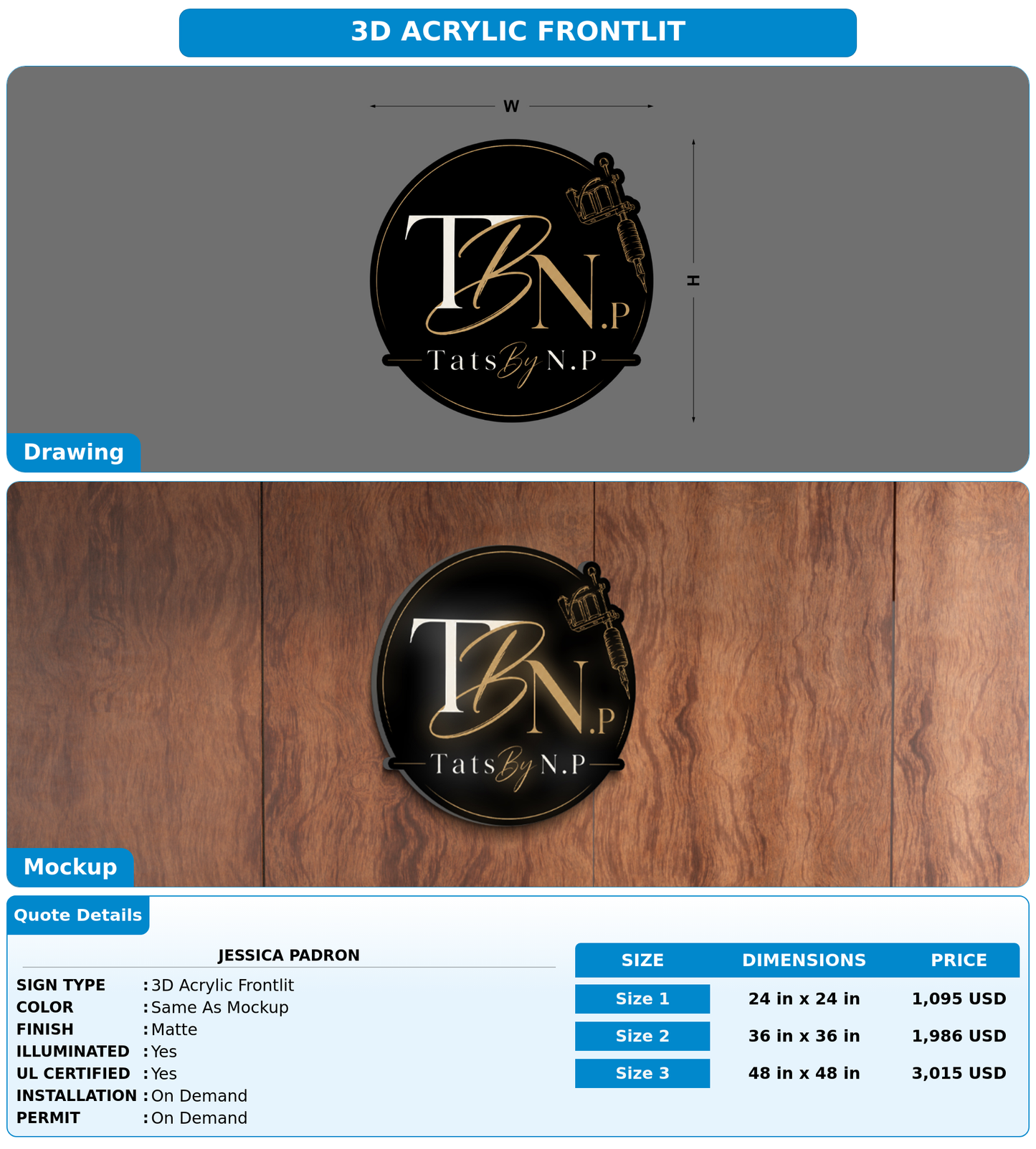 CUSTOM MOCKUP SIGN FOR Jessica Padron