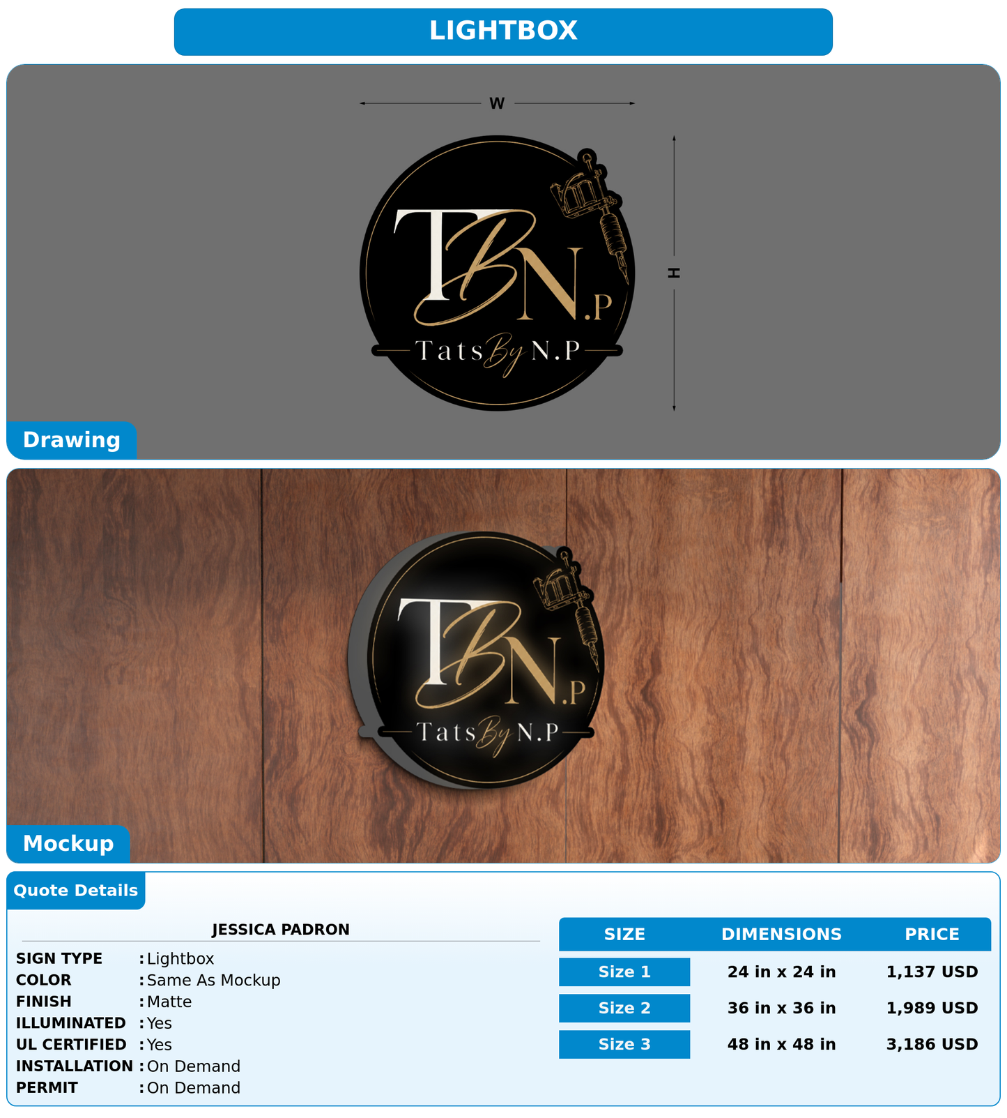 CUSTOM MOCKUP SIGN FOR Jessica Padron
