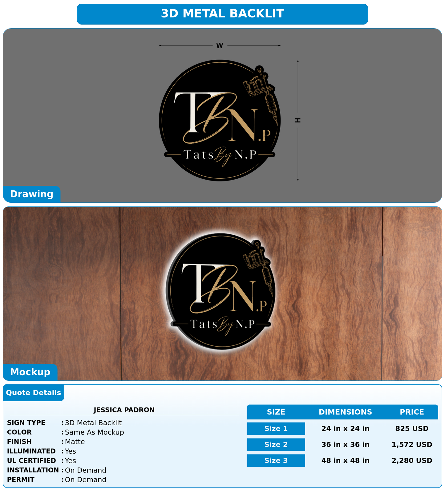 CUSTOM MOCKUP SIGN FOR Jessica Padron