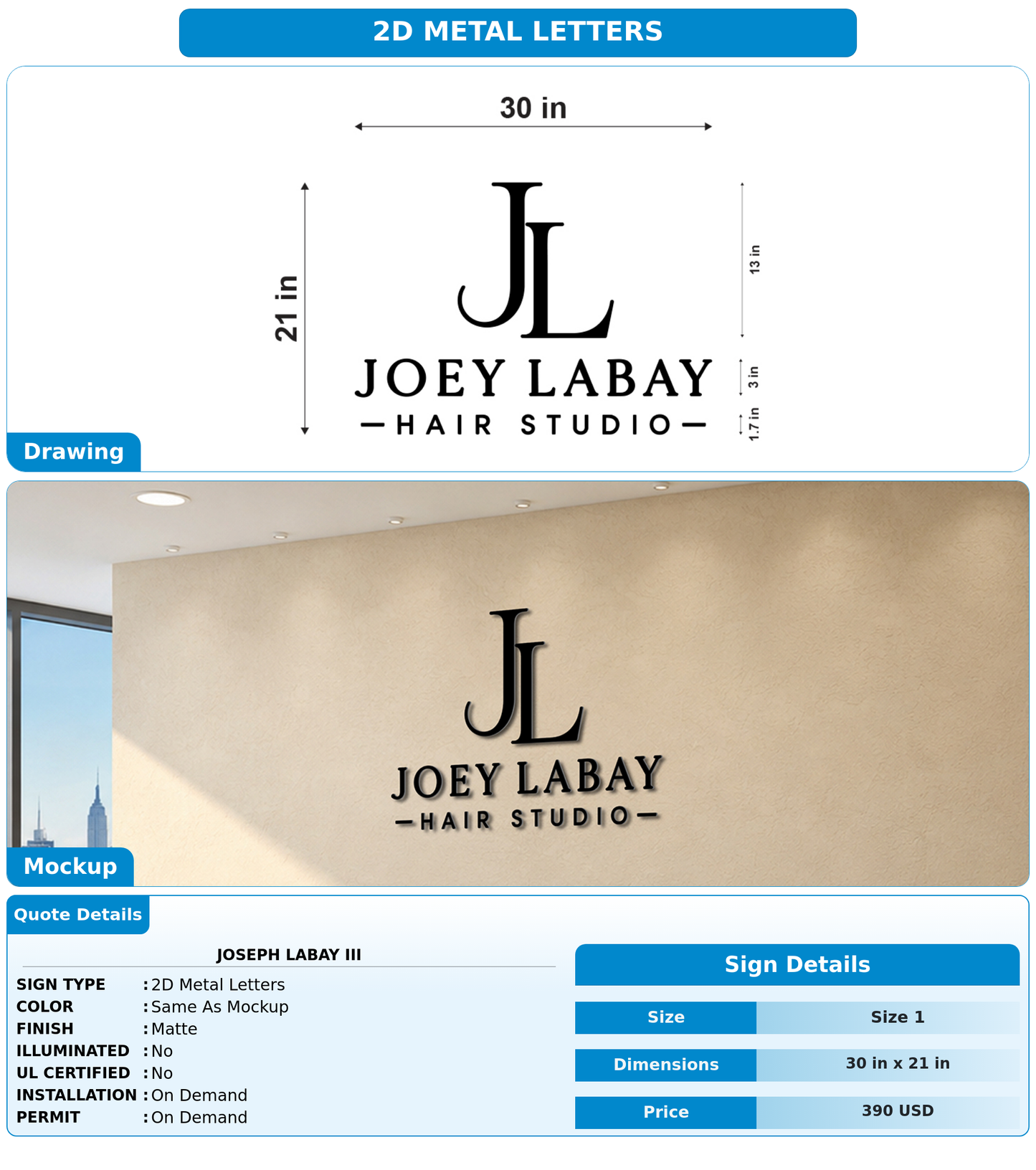 CUSTOM MOCKUP SIGN FOR Joseph Labay III