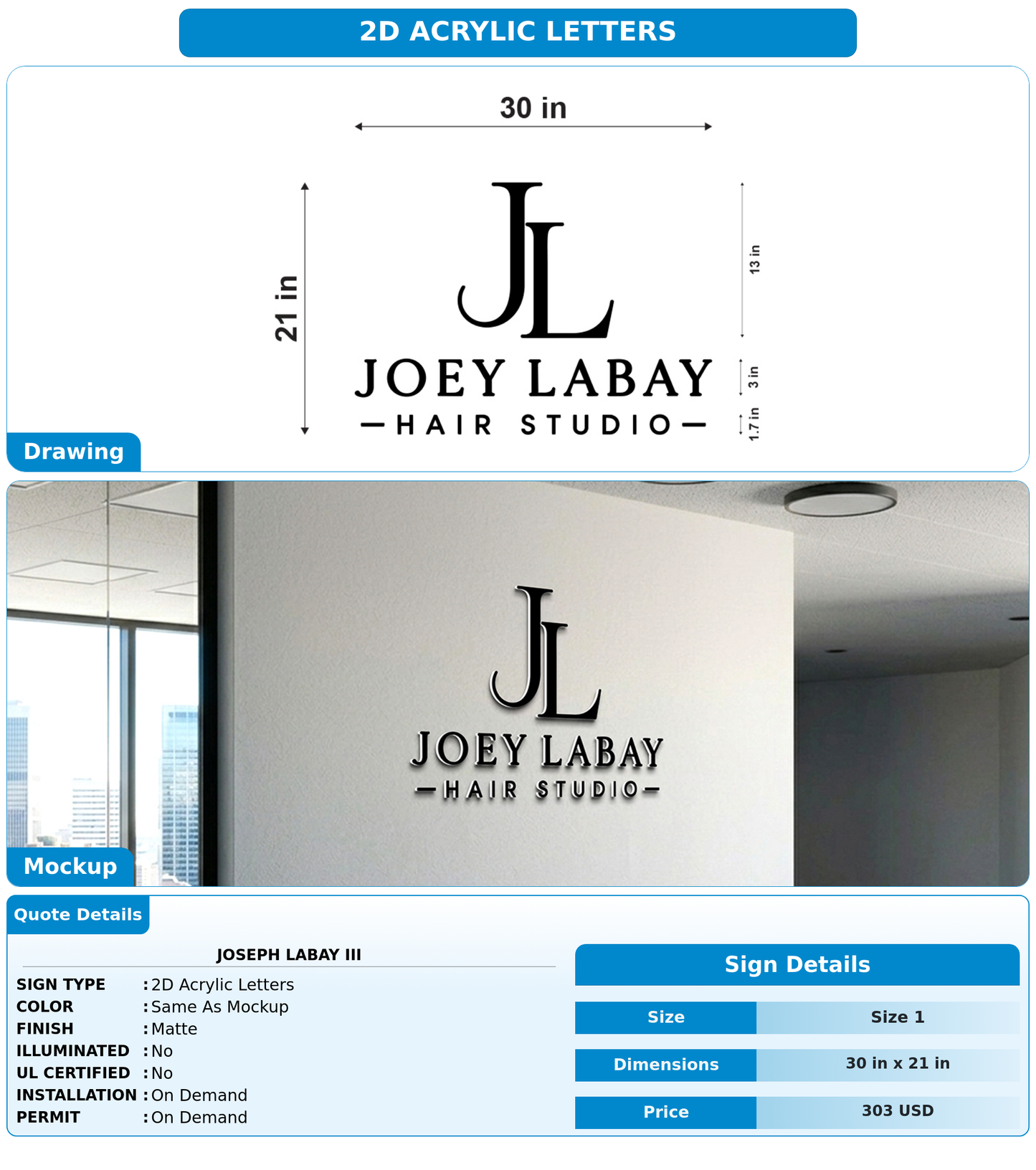 CUSTOM MOCKUP SIGN FOR Joseph Labay III