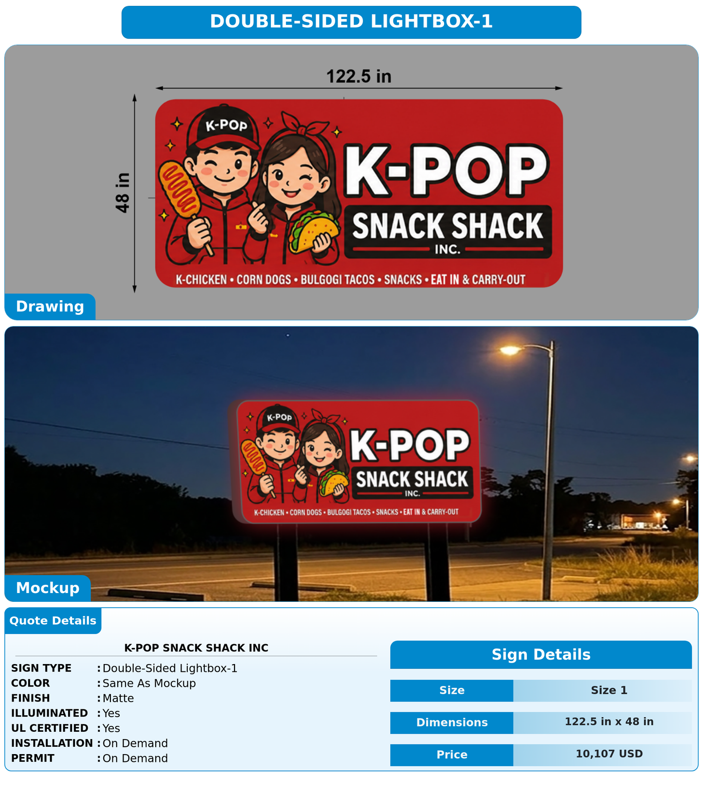 CUSTOM MOCKUP SIGN FOR K-Pop Snack Shack Inc