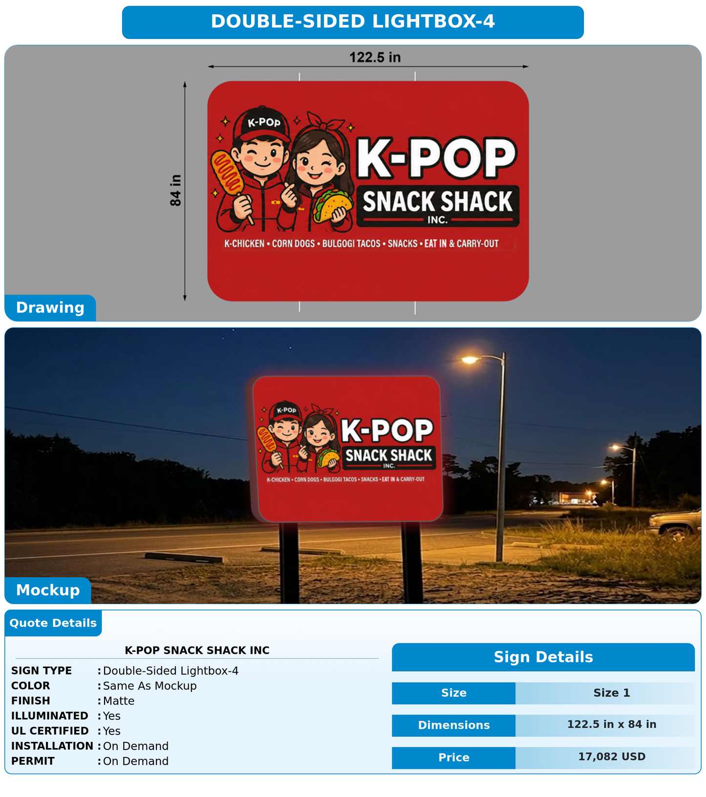 CUSTOM MOCKUP SIGN FOR K-Pop Snack Shack Inc