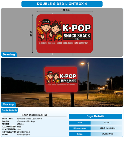 CUSTOM MOCKUP SIGN FOR K-Pop Snack Shack Inc