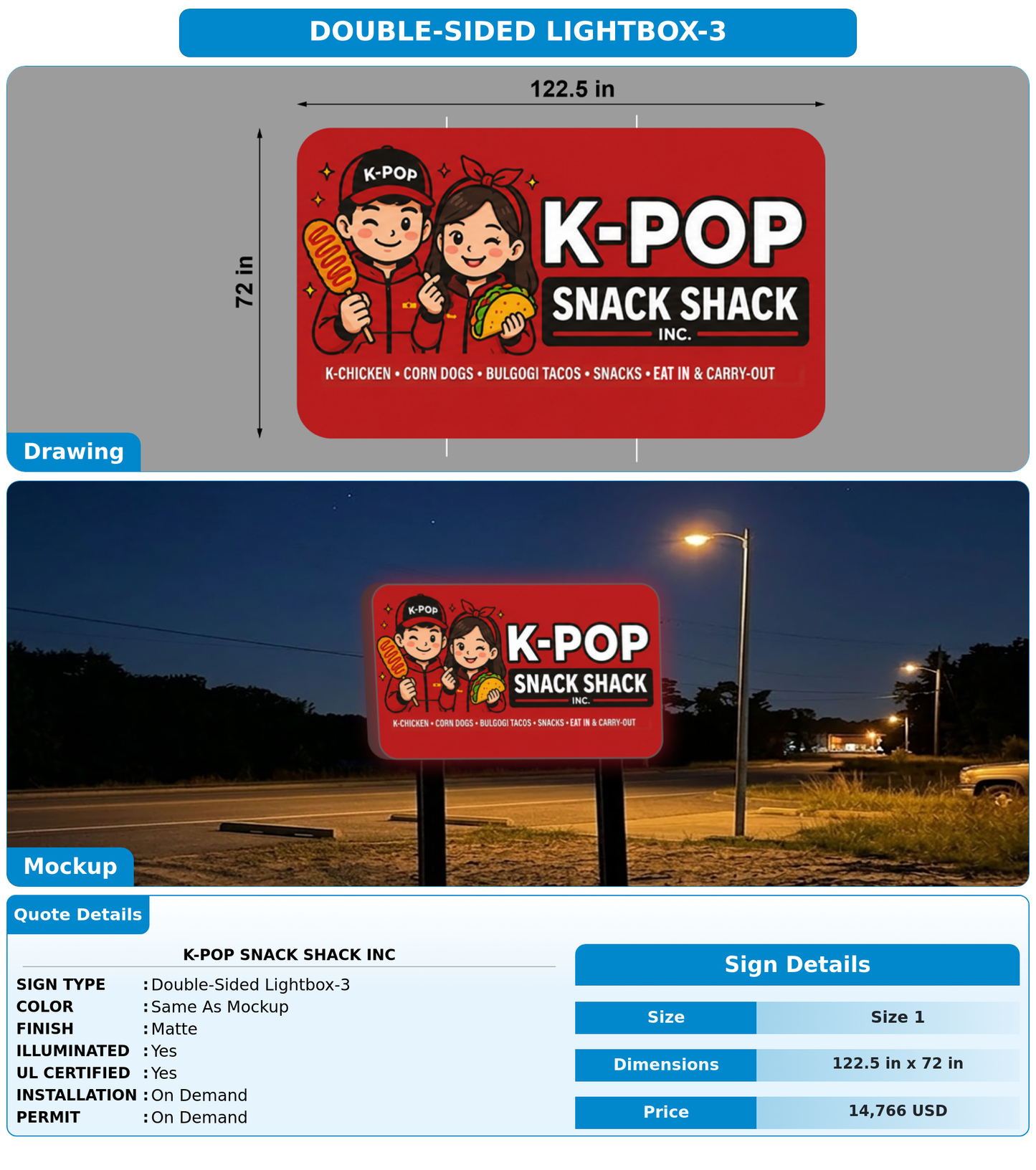 CUSTOM MOCKUP SIGN FOR K-Pop Snack Shack Inc