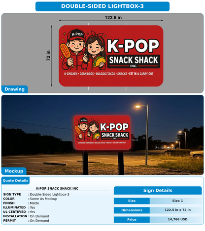 CUSTOM MOCKUP SIGN FOR K-Pop Snack Shack Inc