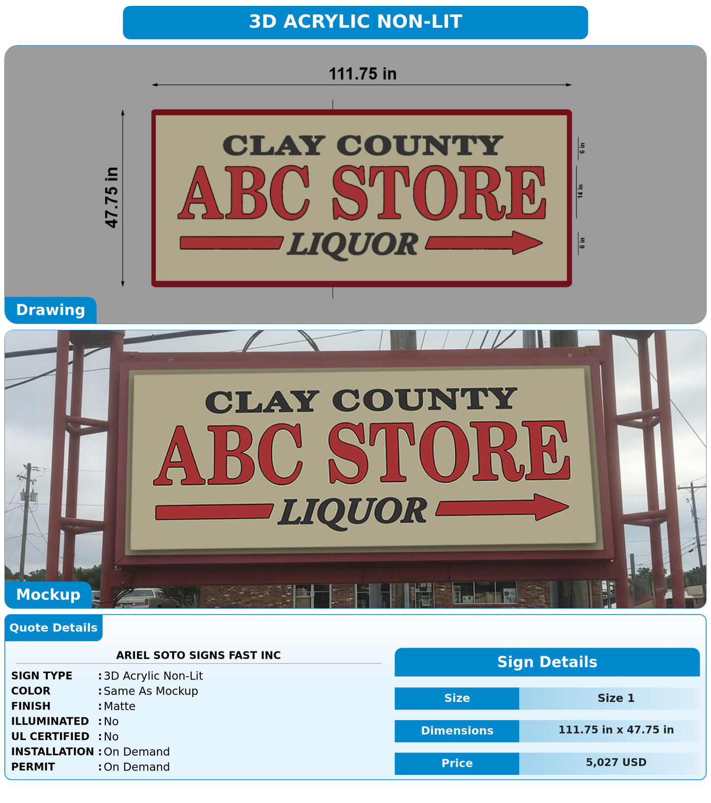 CUSTOM MOCKUP SIGN FOR ARIEL SOTO SIGNS FAST INC