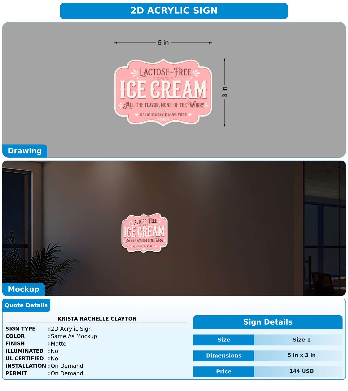 CUSTOM MOCKUP SIGN FOR Krista Rachelle Clayton