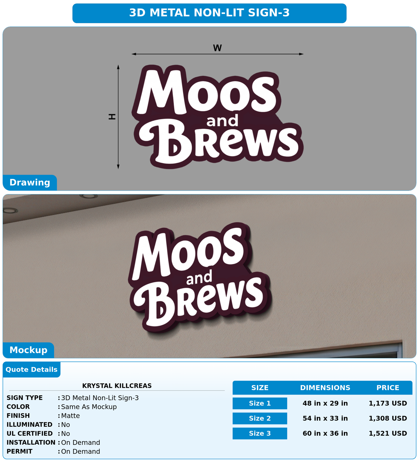 CUSTOM MOCKUP SIGN FOR Krystal Killcreas