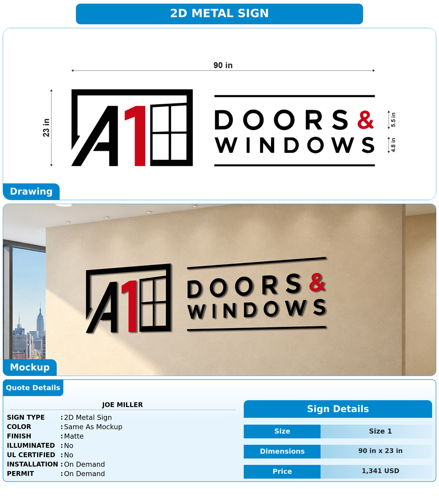 CUSTOM MOCKUP SIGN FOR Joe Miller