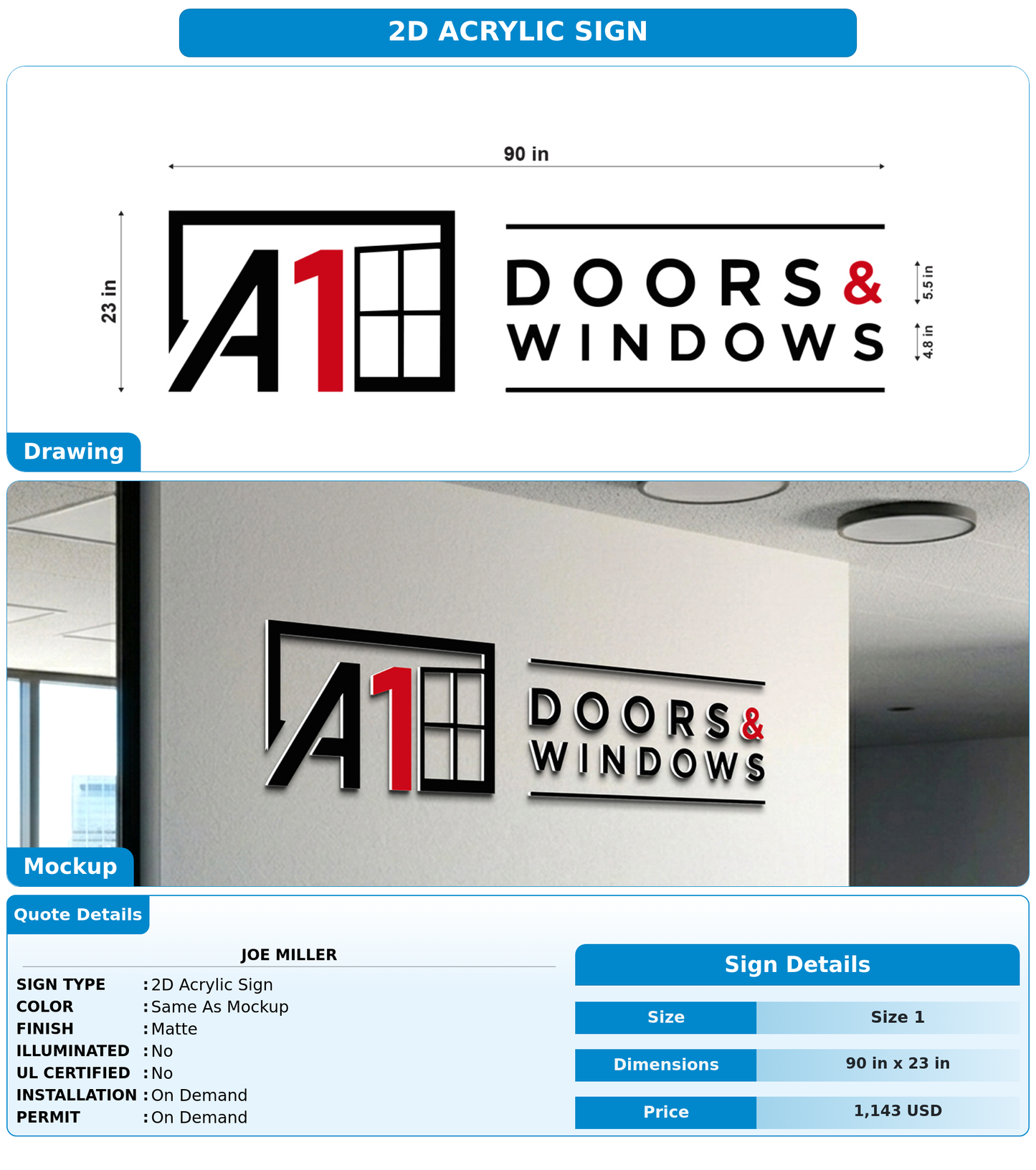CUSTOM MOCKUP SIGN FOR Joe Miller
