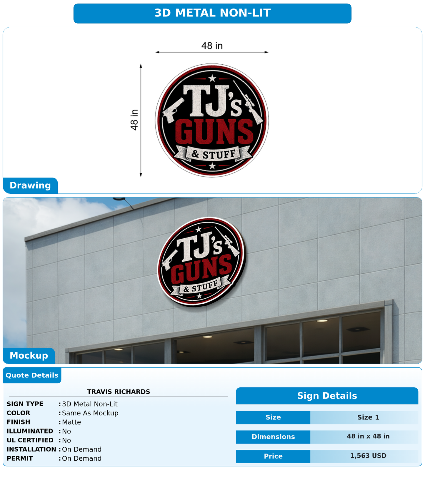 CUSTOM MOCKUP SIGN FOR Travis Richards