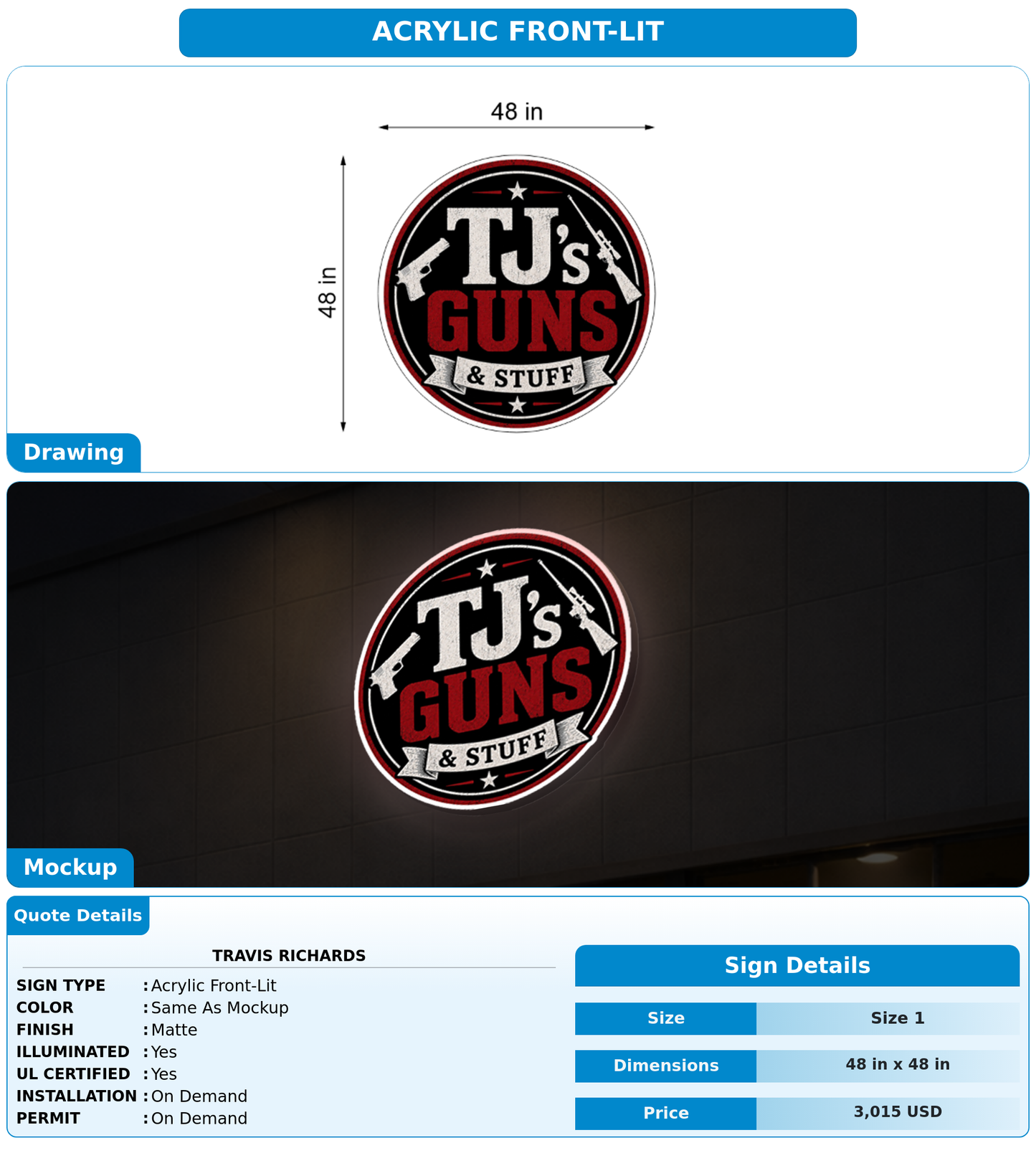 CUSTOM MOCKUP SIGN FOR Travis Richards