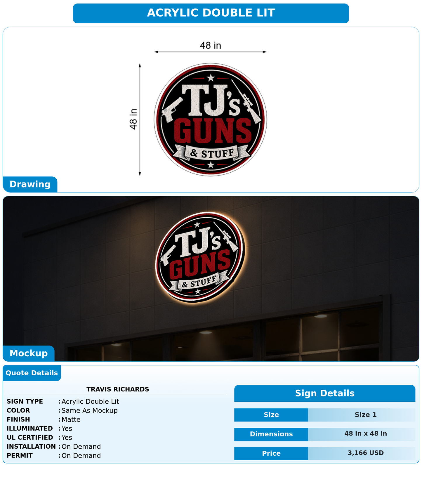 CUSTOM MOCKUP SIGN FOR Travis Richards