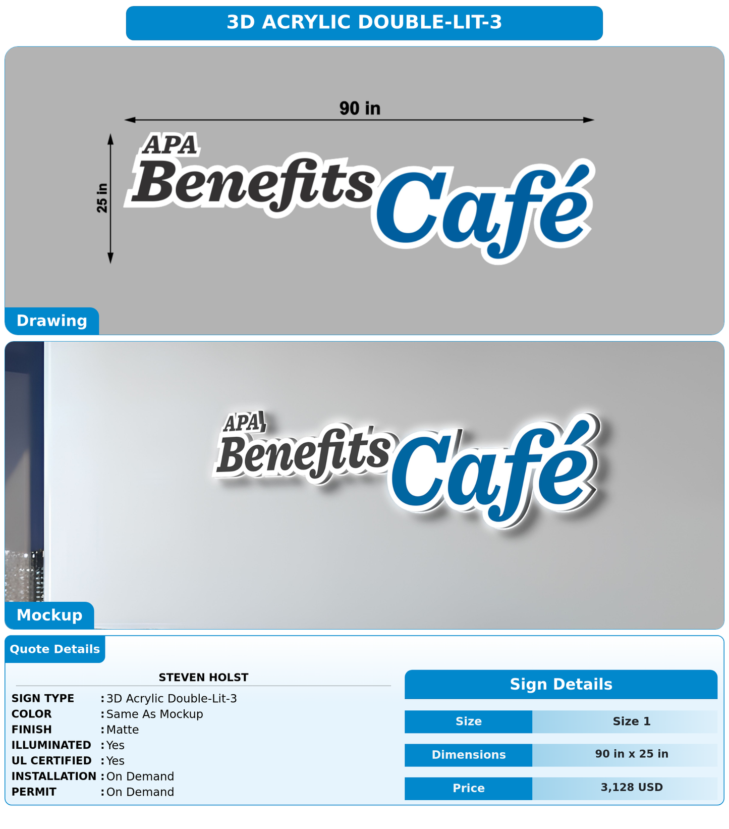 CUSTOM MOCKUP SIGN FOR STEVEN HOLST